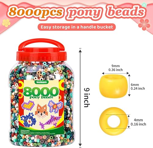 Vista 23 de Iooleem Cuentas de pony (2000 cuentas de poni negras), cuentas para hacer joyas, cuentas para manualidades, suministros de cuentas