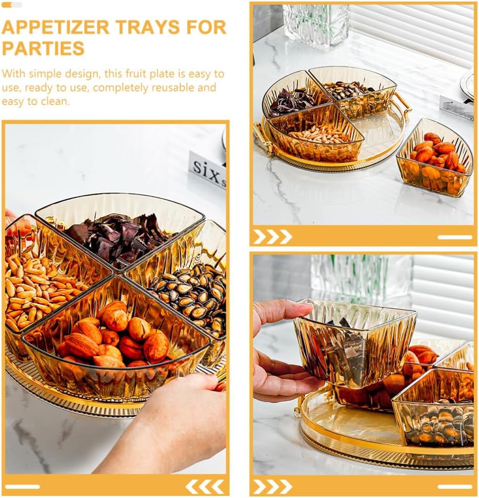 Happyyami 1 Set Food Tray Serving Trays for Parties Tray for Parties Snacks Storage Dish Serving Platter Fruit Platter Divided Snack Tray Fruit Plate Fruit Dish Multifunction Plastic