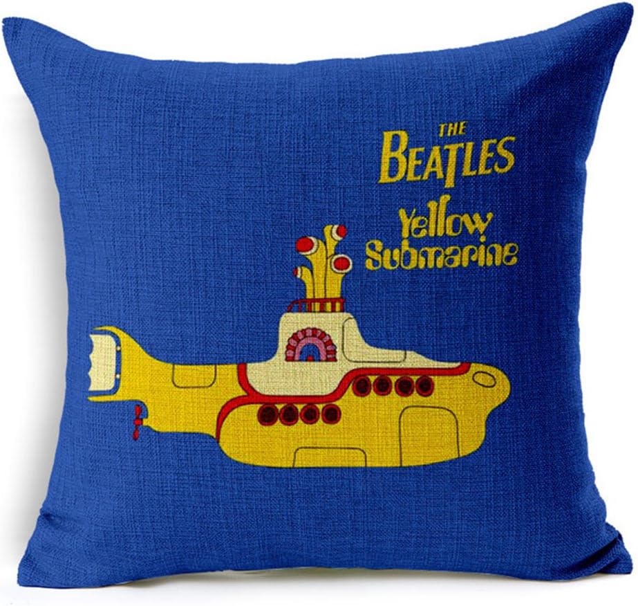 Beatles Yellow Submarine Cotton Linen Decorative Throw Pillow Case Cushion Cover, 17.7" x 17.7"
