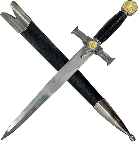 MedievalDepot Dagas ceremoniales masónicas y medievales diseños de masones, estrellas ardientes y caballeros templarios (gris, negro, dorado)