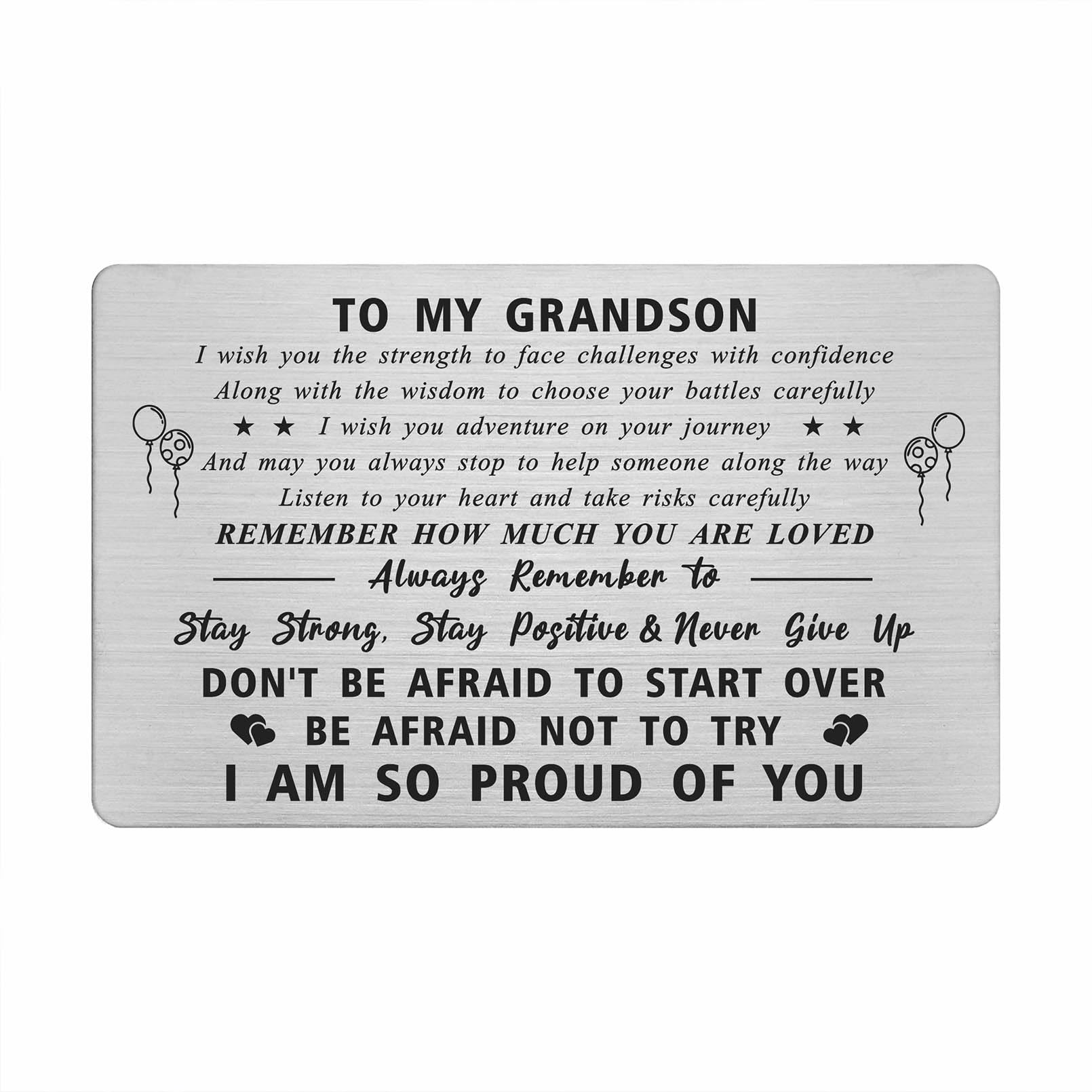 Fetiger Grandson Gifts from Grandma, My Grandson Gifts, I Love My Grandson Wallet Card, Grandson Birthday Cards