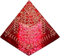 Vista 26 de Rockcloud Healing Crystal Gold Wire Orgone Pyramid Stone Figurine Energy Generator for Meditation Reiki Balancing, Rose Quartz