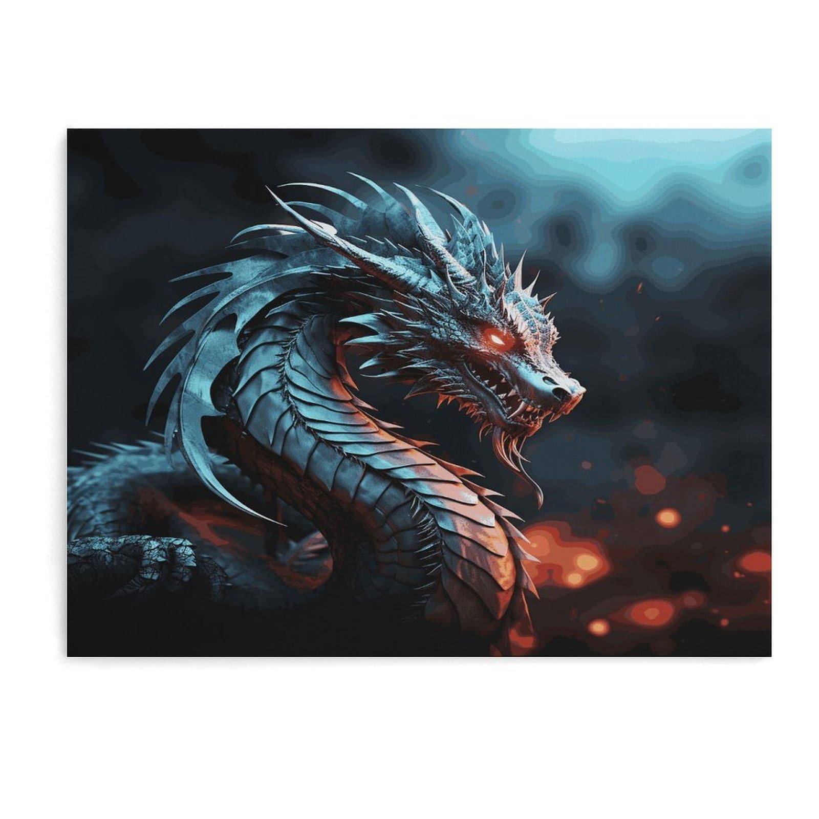 Fodpand Unframe-Style Dragon Bathroom Wall Art Canvas Prints, Artwork For Walls For Living Room Hallway Stair Office Wall Decor, Pictures Home Decor 15.7X11.8 Inch