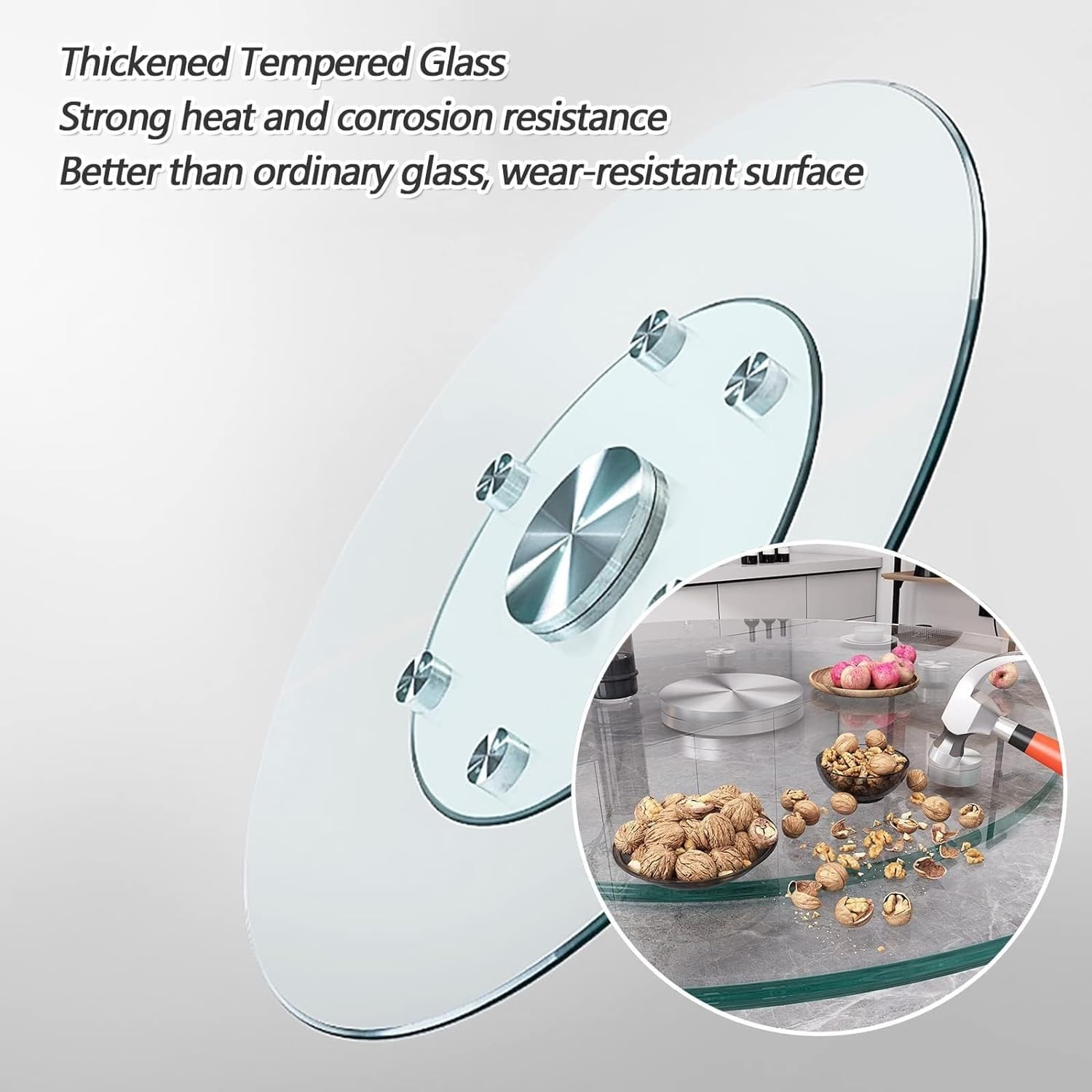 27-Inch Glass Lazy Susan – Silent Rotating Tray For Dining Tables & Entertaining