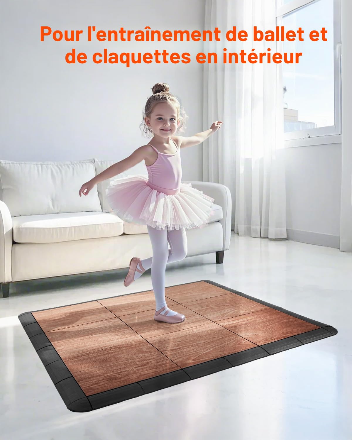VEVOR Revêtement de sol emboîtable, 315 x 315 mm, dalles de sol polyvalentes emboîtables, 25 pcs, dalles de piste de danse portable avec base coussinée, grain de bois de chêne, marron, 2,3 m²/boîte