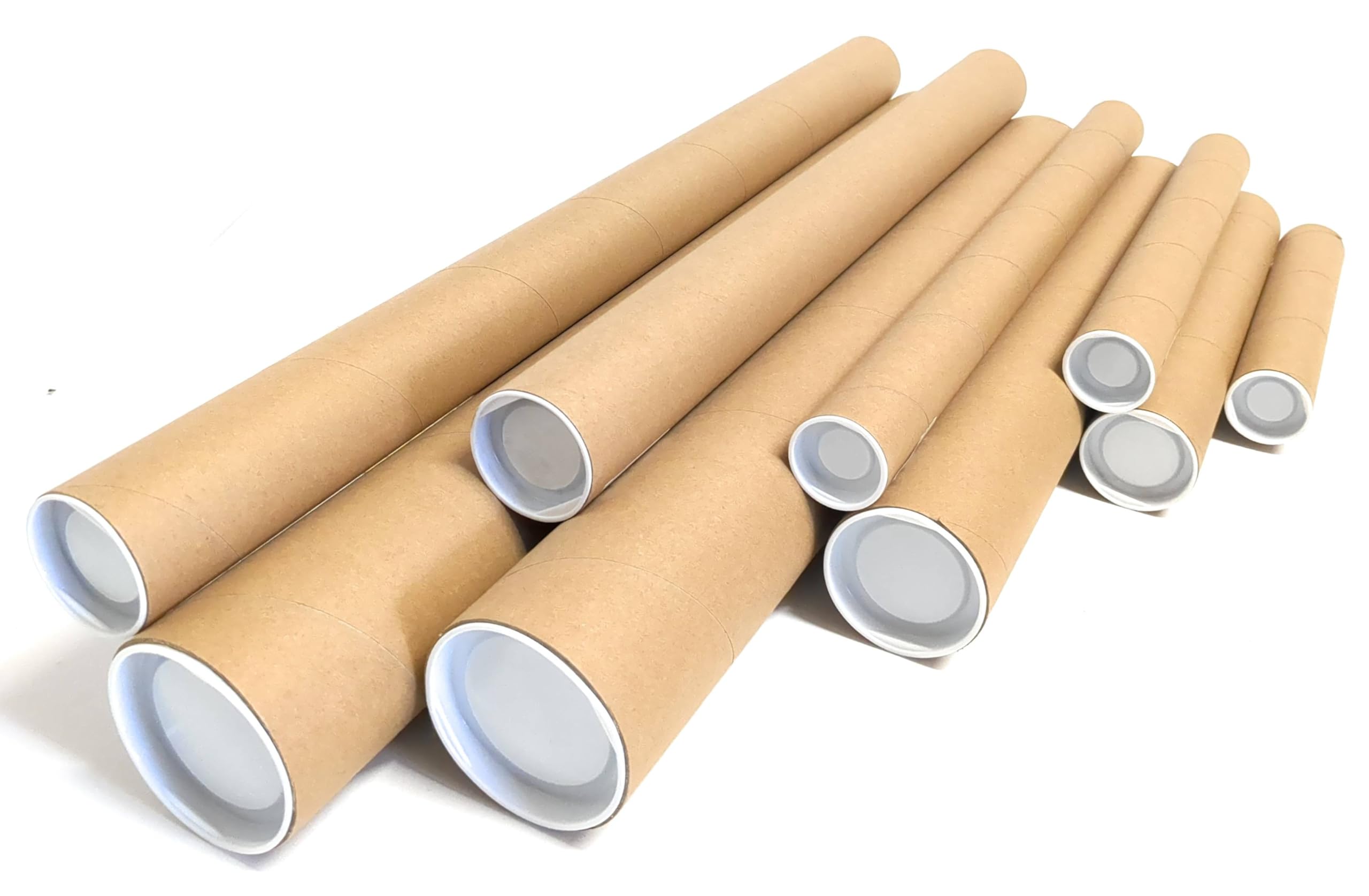 EPOSGEAR 5 Pack Postal Tubes with End Caps, Cardboard Mailing Tubes for Posters, Blueprints, Artwork, Documents etc (Large B2 (625mm x 76mm))