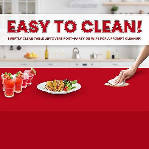 Miniatura 3 de Mantel de plástico de alta calidad - 54 in. x 108 pulgadas. Grandipity - Mantel rectangular (6 y 12 unidades), Rojo