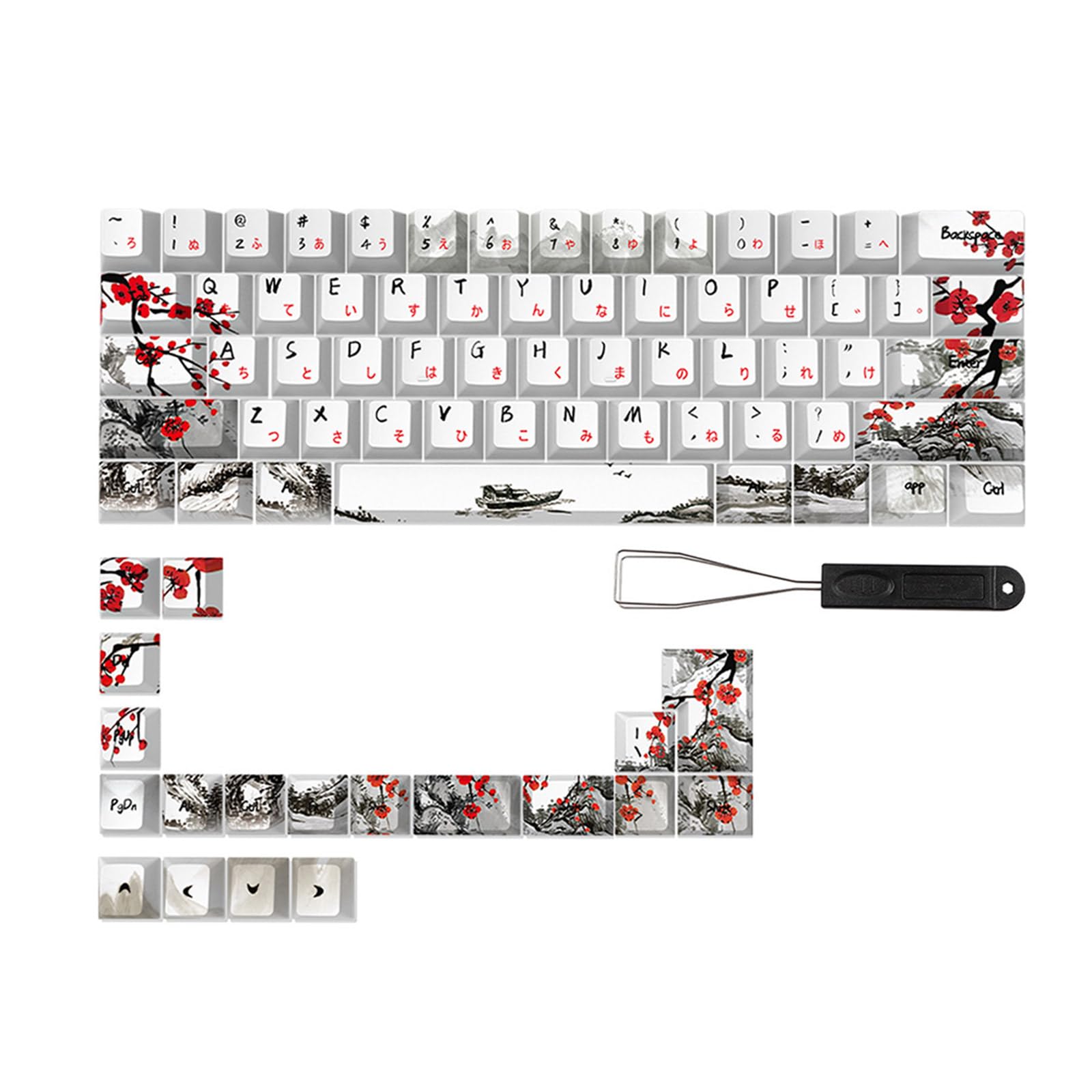 CherryProfile Keycaps Allemand Français Espagne Japonais Anglais DyeSub Keycaps PlumBlossom 80 Touches CherryProfile Keycaps Plum Blossom Keycaps Qwertz Azerty Clavier Touches 80 Touches Keycap PBT
