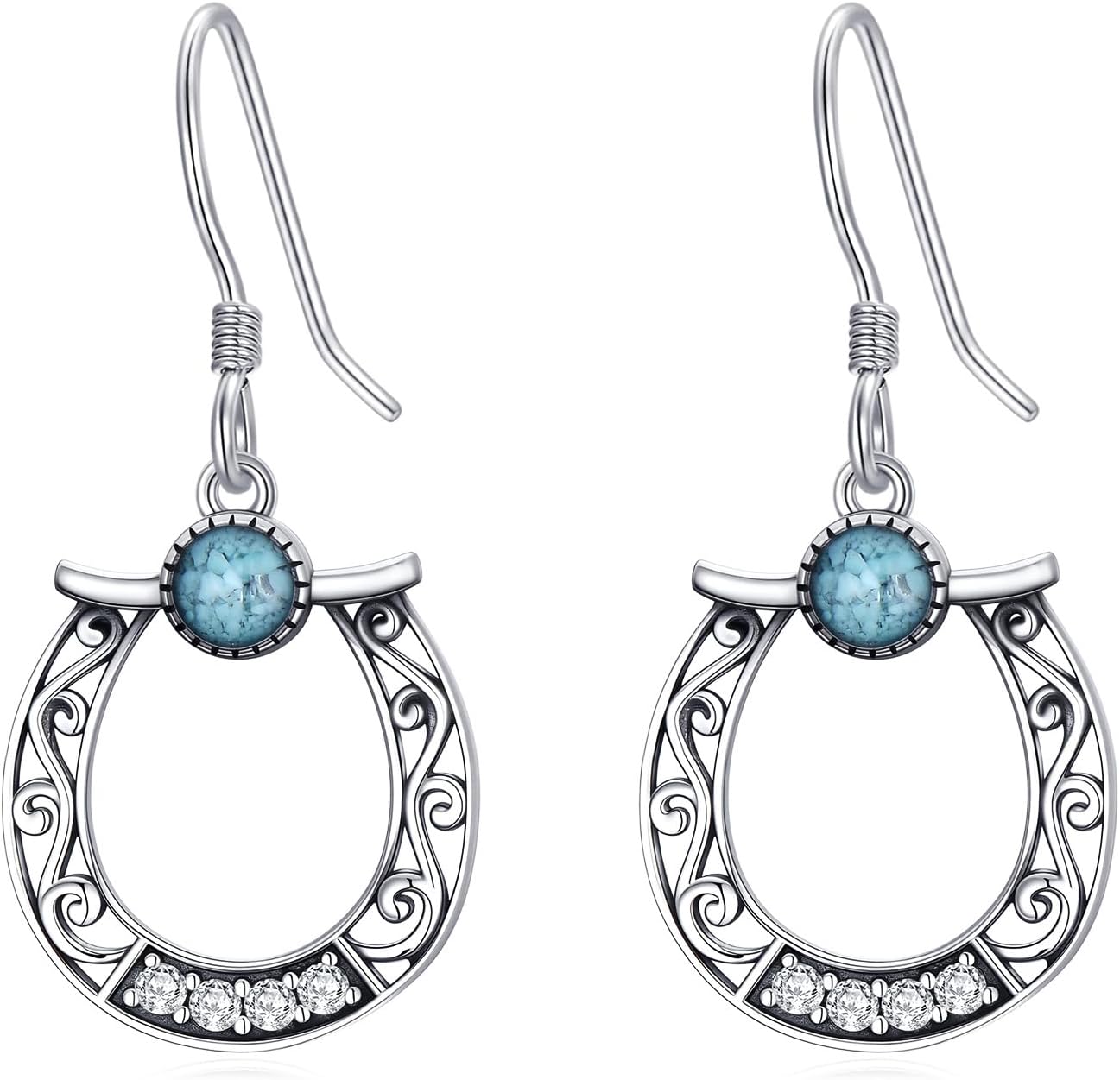 Midari Western Earrings 925 Sterling Silver Turquoise Dangle Drop Earrings for Women Turquoise Boho Country Jewelry Gifts for Cowgirl Cowboy Women