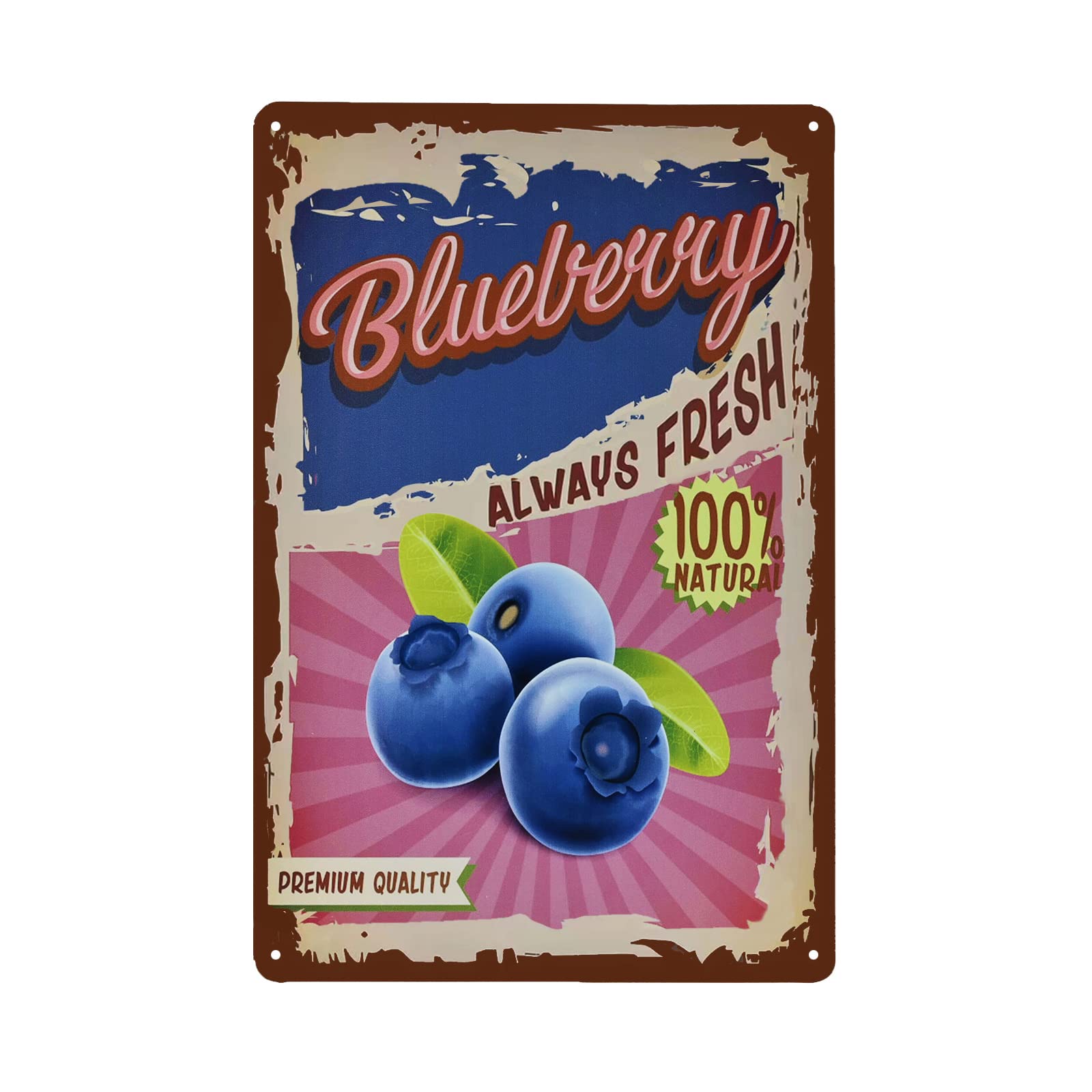 SMAZDFXX Vintage Blueberry Tin Sign - Fruit Metal Sign - Retro Decorative Sign Wall Decor Home Decor 5.5"x8"