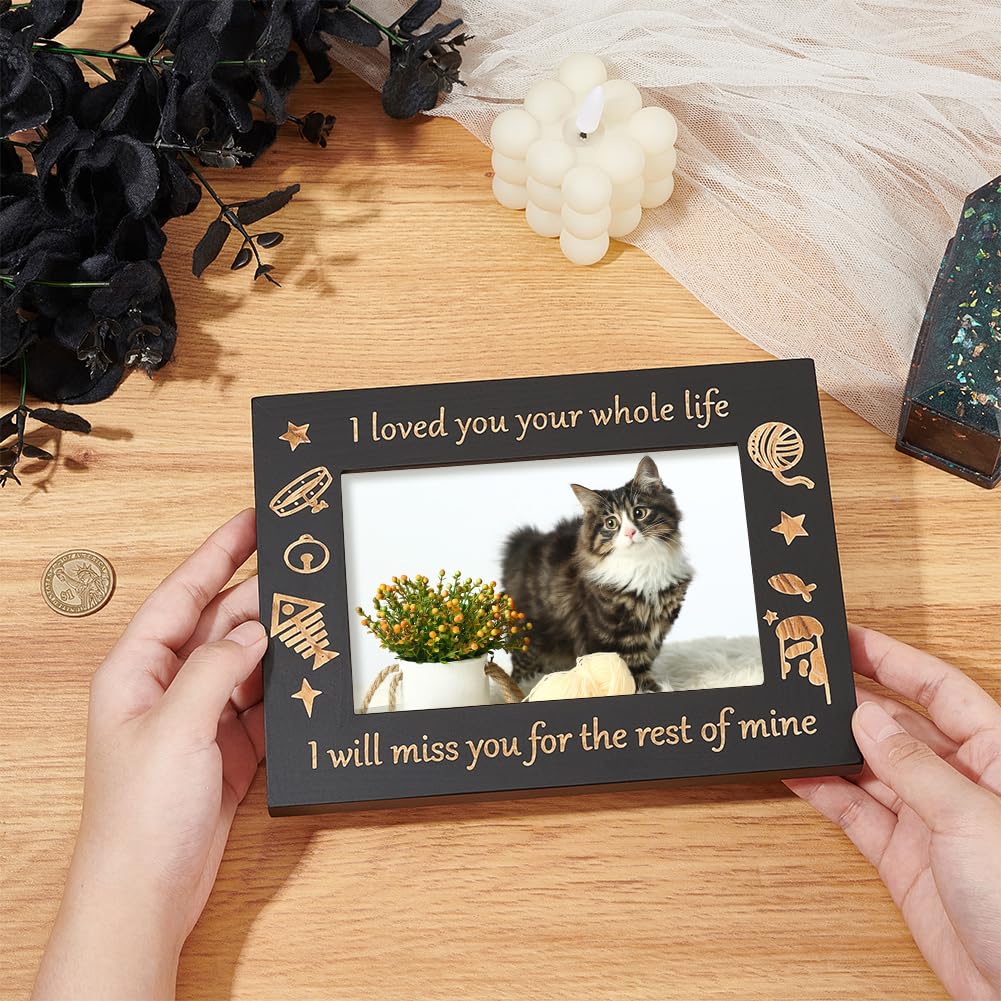 FINGERINSPIRE Cat Memorial Picture Frame 15x20cm I Loved You Your Whole Life Cat Gift Photo Frame Rectangle Wood Photo Frame with Plastic Finding Pet Memorial Keepsake Frame For Cats That Passed - Image 3