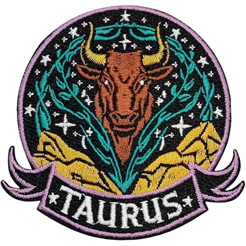 Constellation Taurus Patch – 3.35 inches, Cool Colorful Taurus Zodiac Patch – Embro...