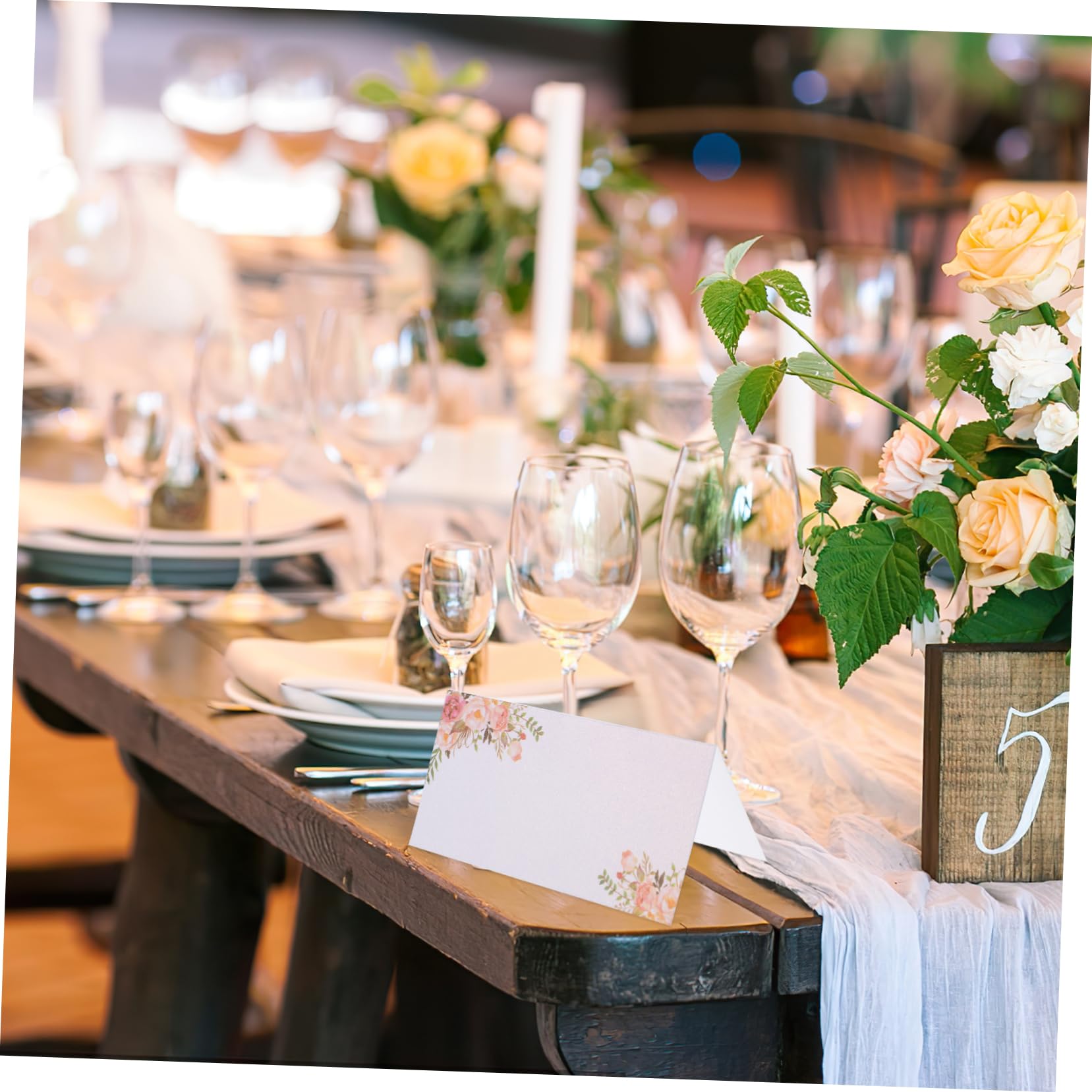 STOBAZA 3 Sätze Hochzeit Tischkarten Mit Blumenmotiven Beschreibbare Platzkarten Für Hochzeitsdeko Und Feiern Für Rustikale Hochzeiten Und Partys 50 Stück * 3