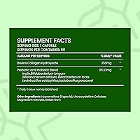 Vista 3 de Suplemento probiótico y colágeno: salud intestinal, piel clara, prebióticos, antioxidantes, 20 mil millones de UFC, péptidos de colágeno, alivio
