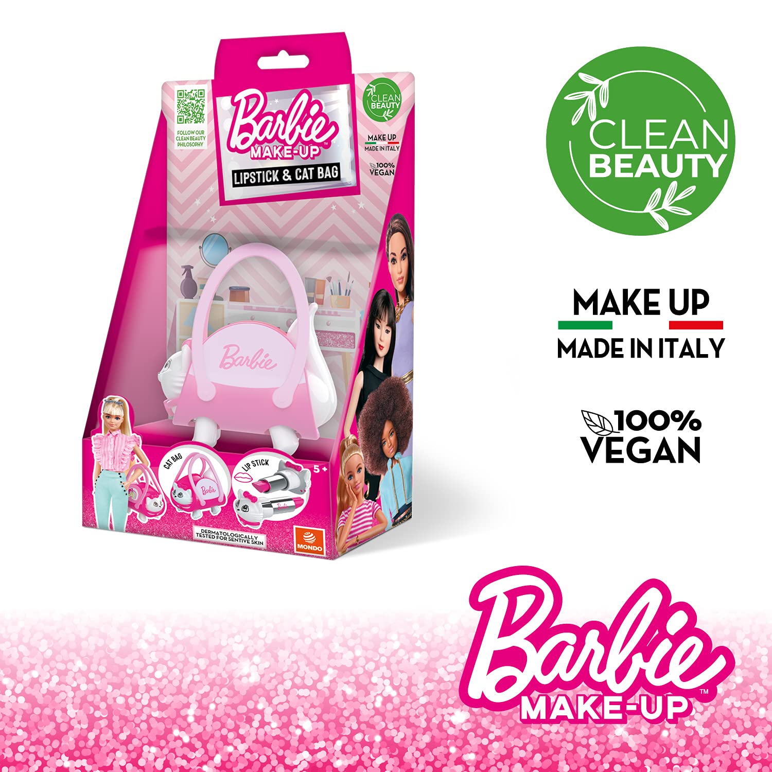 Mondo Barbie torba z kotem 40001, torebka/szminka, w zestawie 1 torba w kształcie kota, 1 szminka