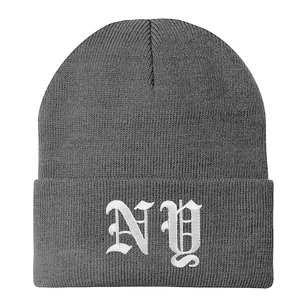 Trendy Apparel Shop New York NY Old English Embroidered Long Cuff Beanie