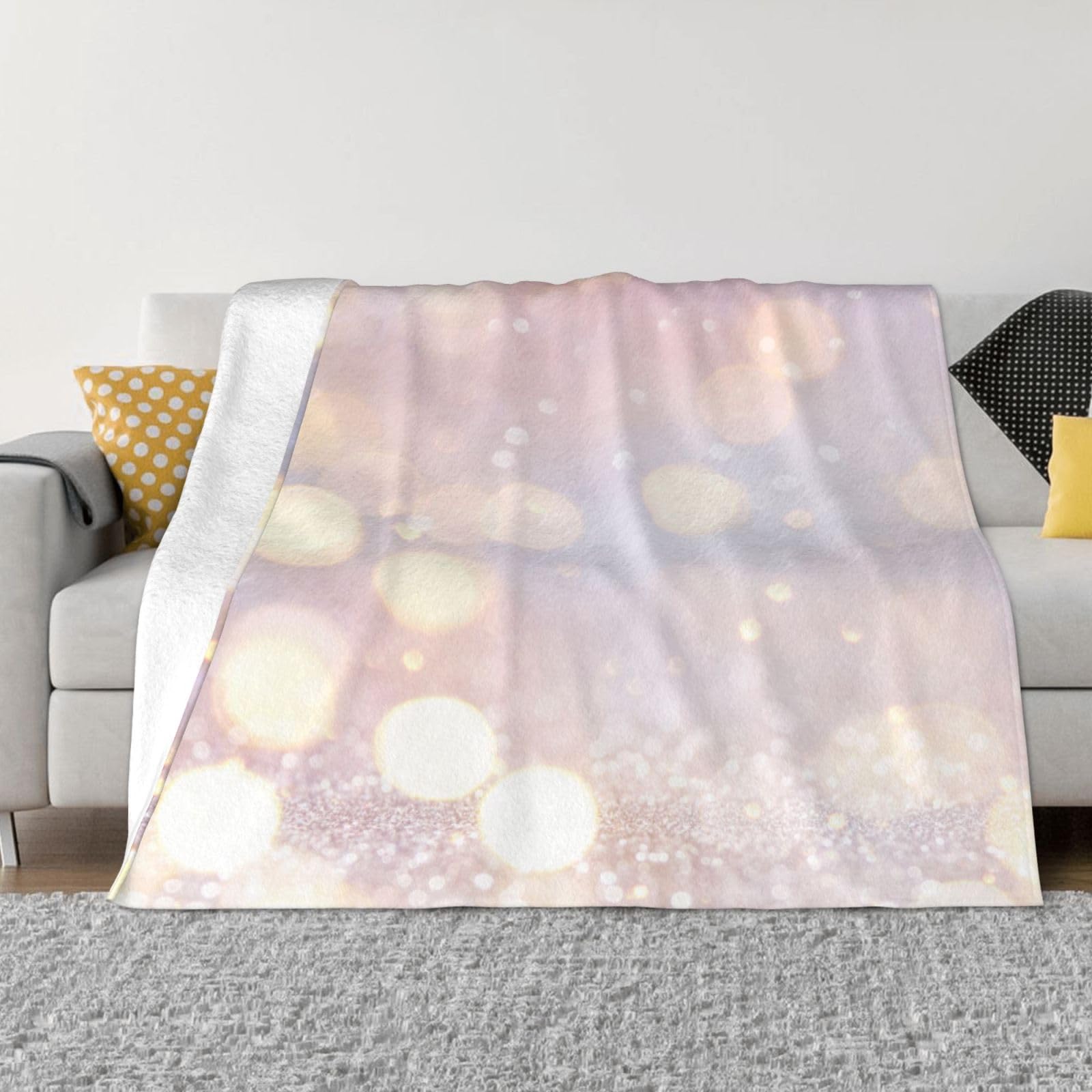 Couverture polaire douce à paillettes dorées pour lit et canapé de voyage 76x102 cm