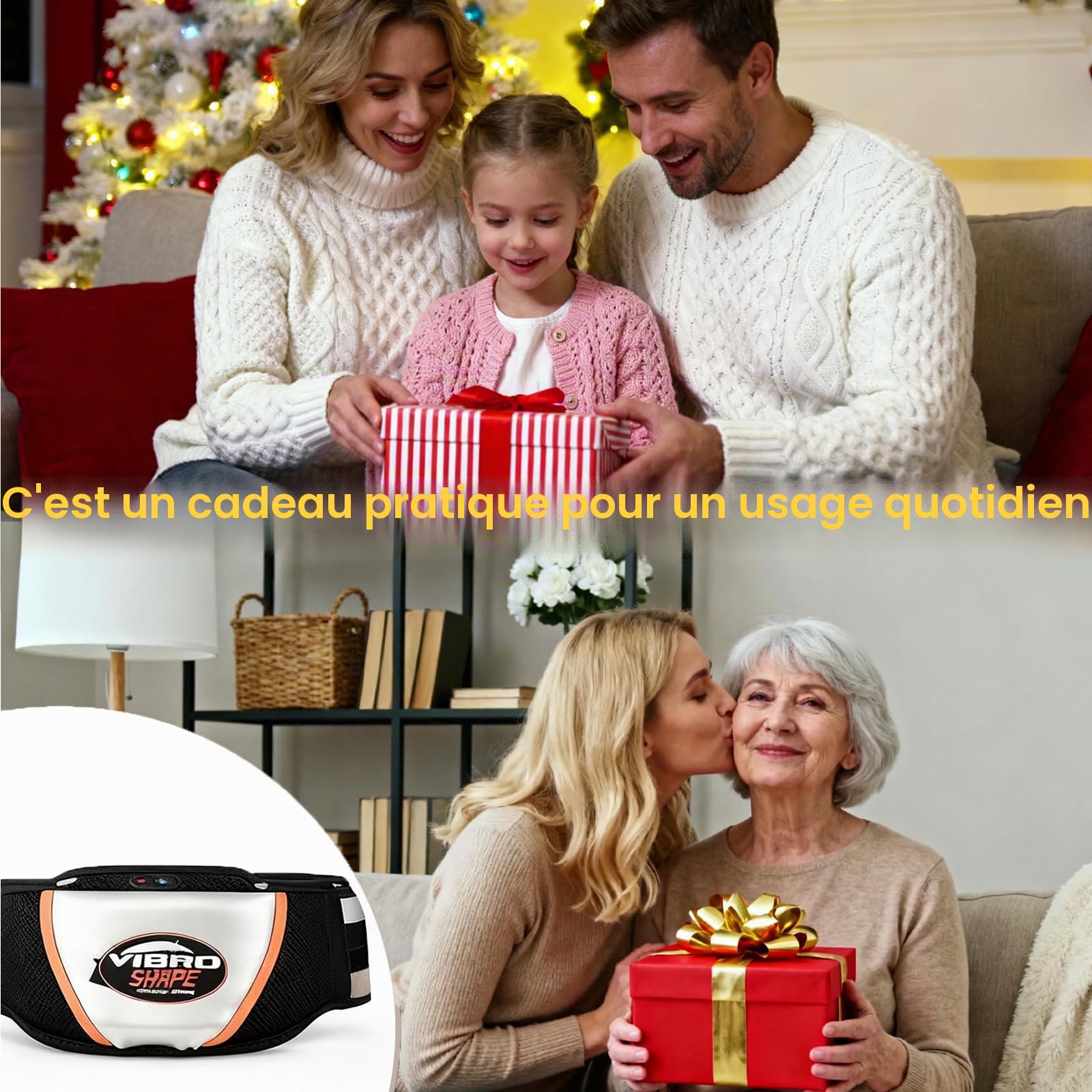 Ceinture de massage, Ceinture amincissante à 5 modes de vibration avec fonction de chauffage et réglable à 140cm, Appareil d'entraînement des muscles abdominaux pour brûler les graisses, raffermir