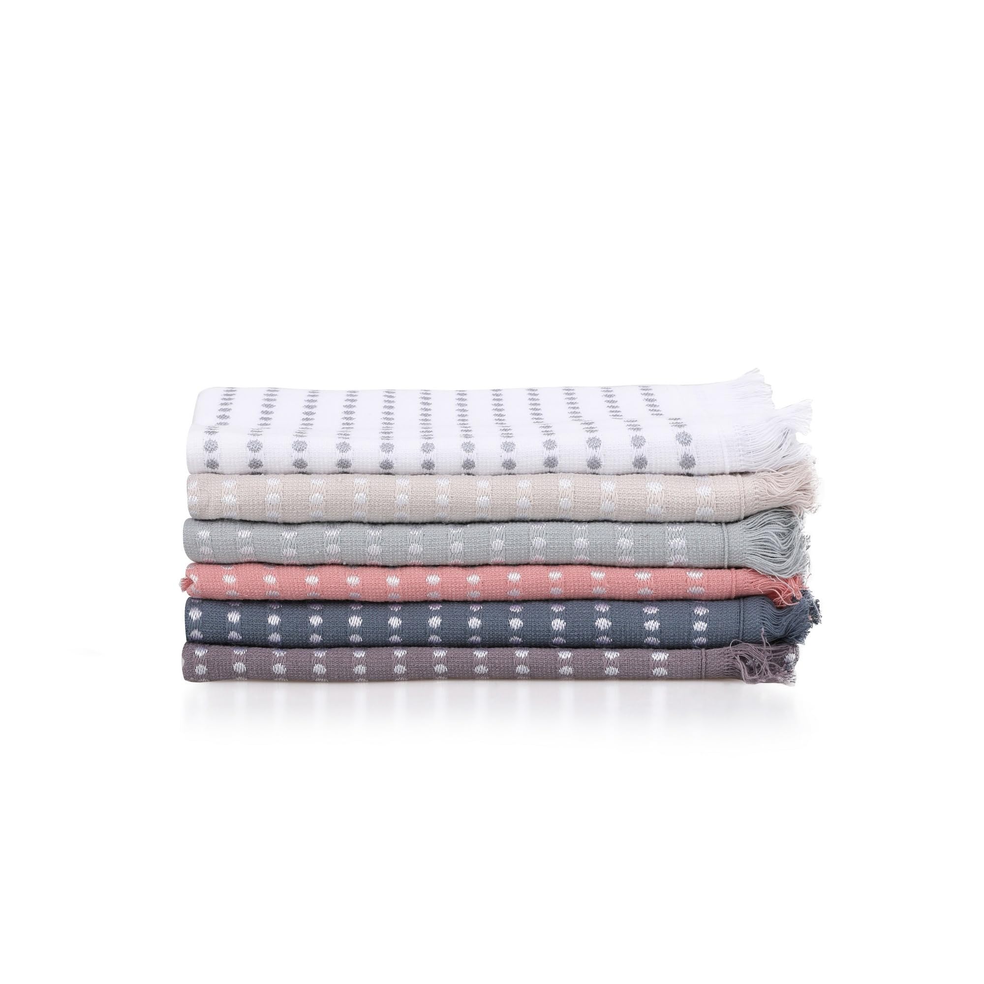 Well Home Wash Towel Set (6-Piece) Dark Blue, Brown, Powder, Green and Beige, Dark Blue Brown Powder Green Beige, 40x60 - Image 2