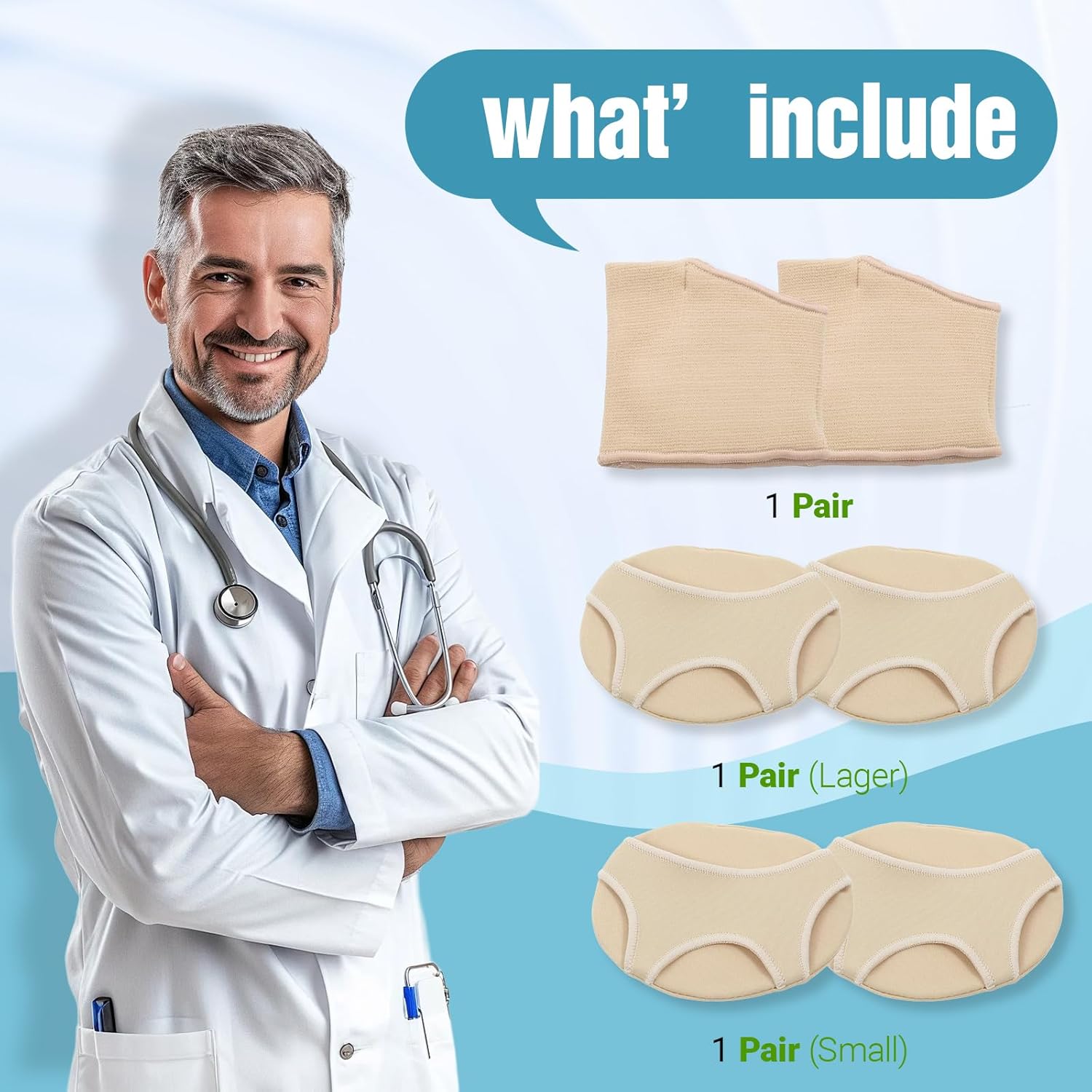 Metatarsal Pads with Gel Pad Provide targeted Ball-of-Foot Cushioning and Pain Relief for Metatarsalgia, Morton's Neuroma, and Sesamoiditis. 3 Pairs Fabric Sleeves with Gel Inserts - Image 7