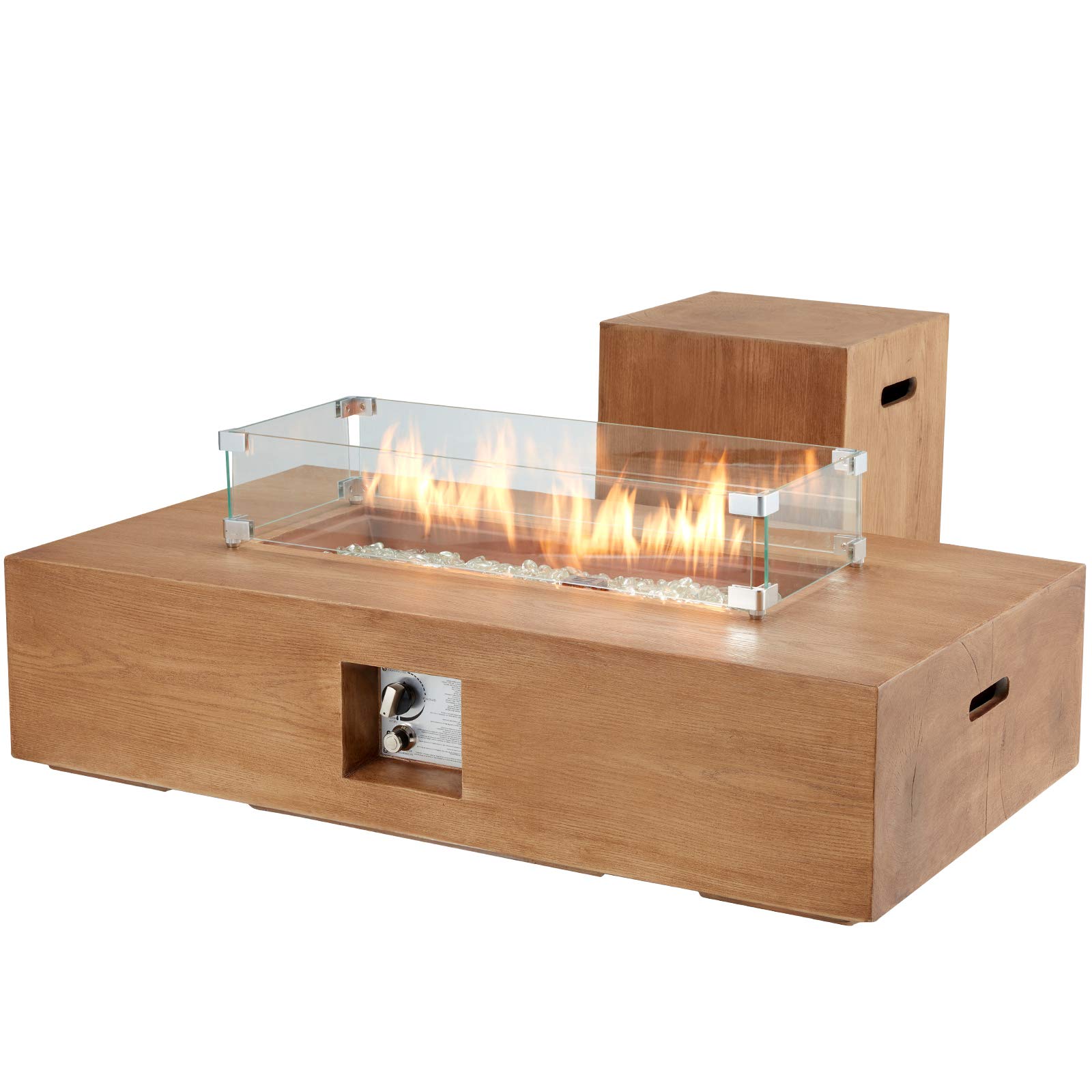 ECOTOUGE 48Inch 2Piece Outdoor Propane Gas Fire Pit Table, 50,000 BTU