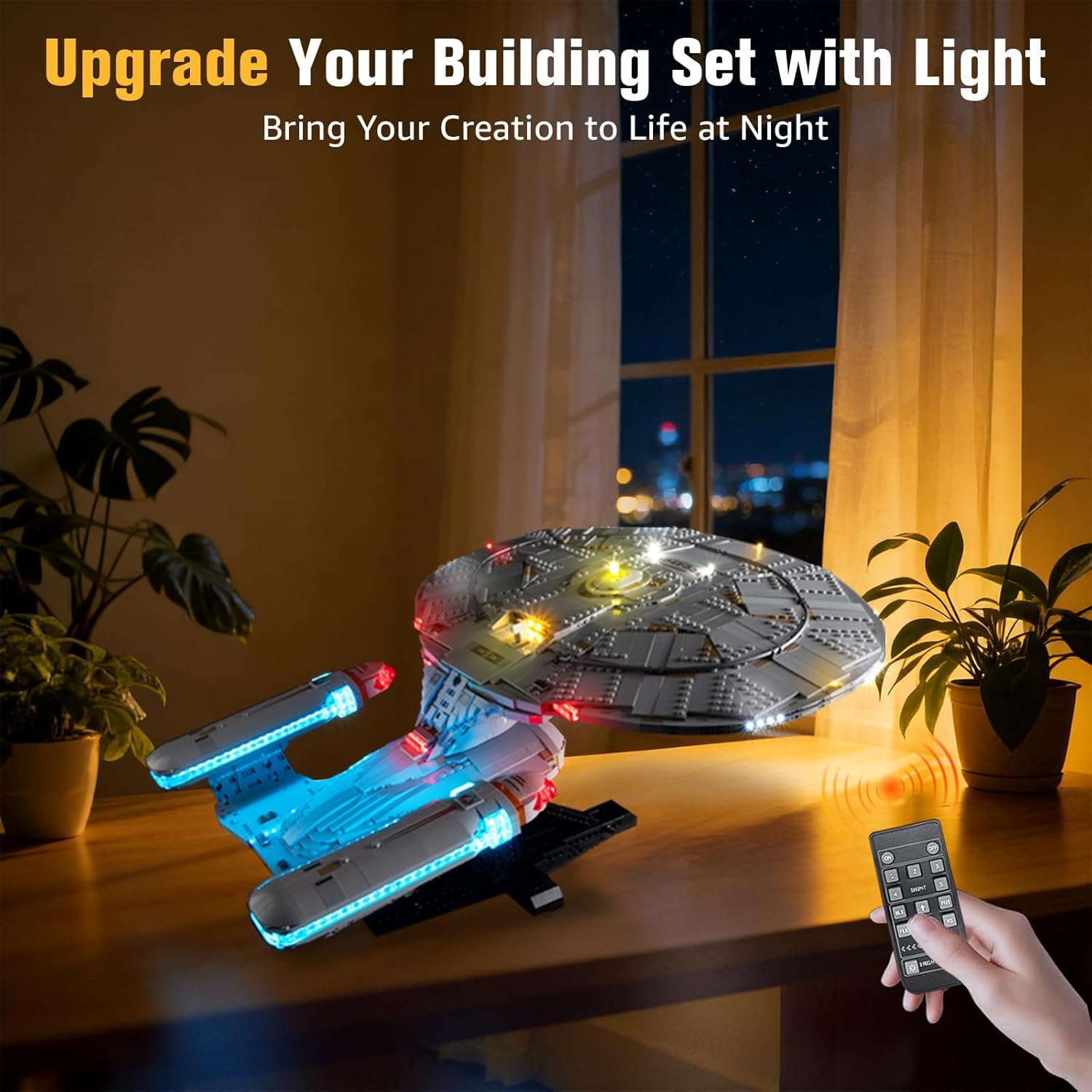 BrickSoul Light Up Kit for Lego U.S.S. Enterprise NCC-1701-D 10356 Building Set, Upgrade RC Adjustable Lighting Mode Lighting Accessories for Lego Fans Gift, Not Included 10356 Model