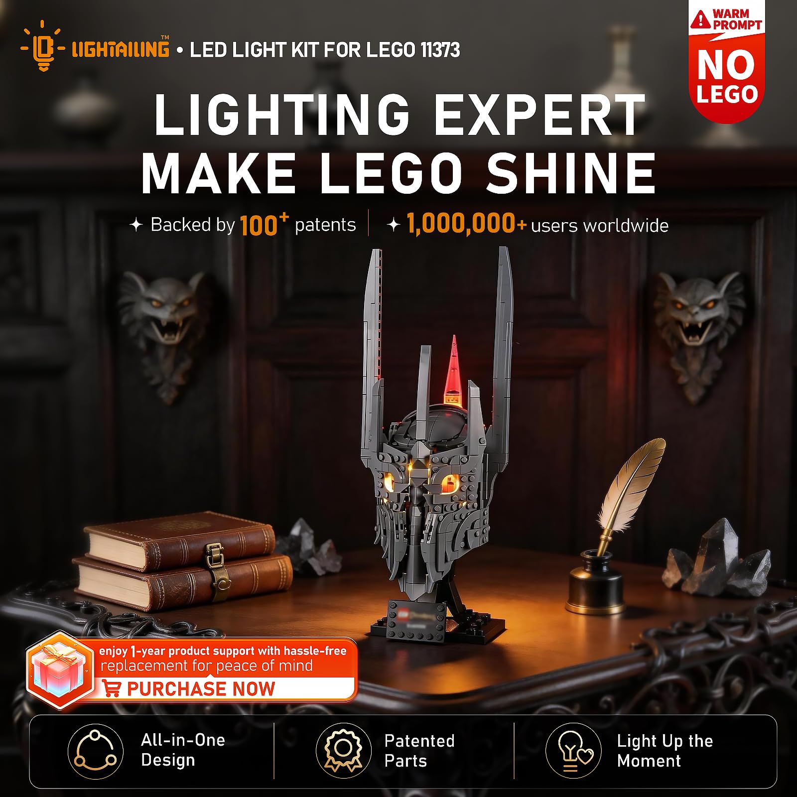 LIGHTAILING Set di Luci per Lego-11373 Elmo di Sauron - Kit d'Éclairage LED Compatible avec les Modèles de Blocs de Construction Lego - Modèle Non Inclus