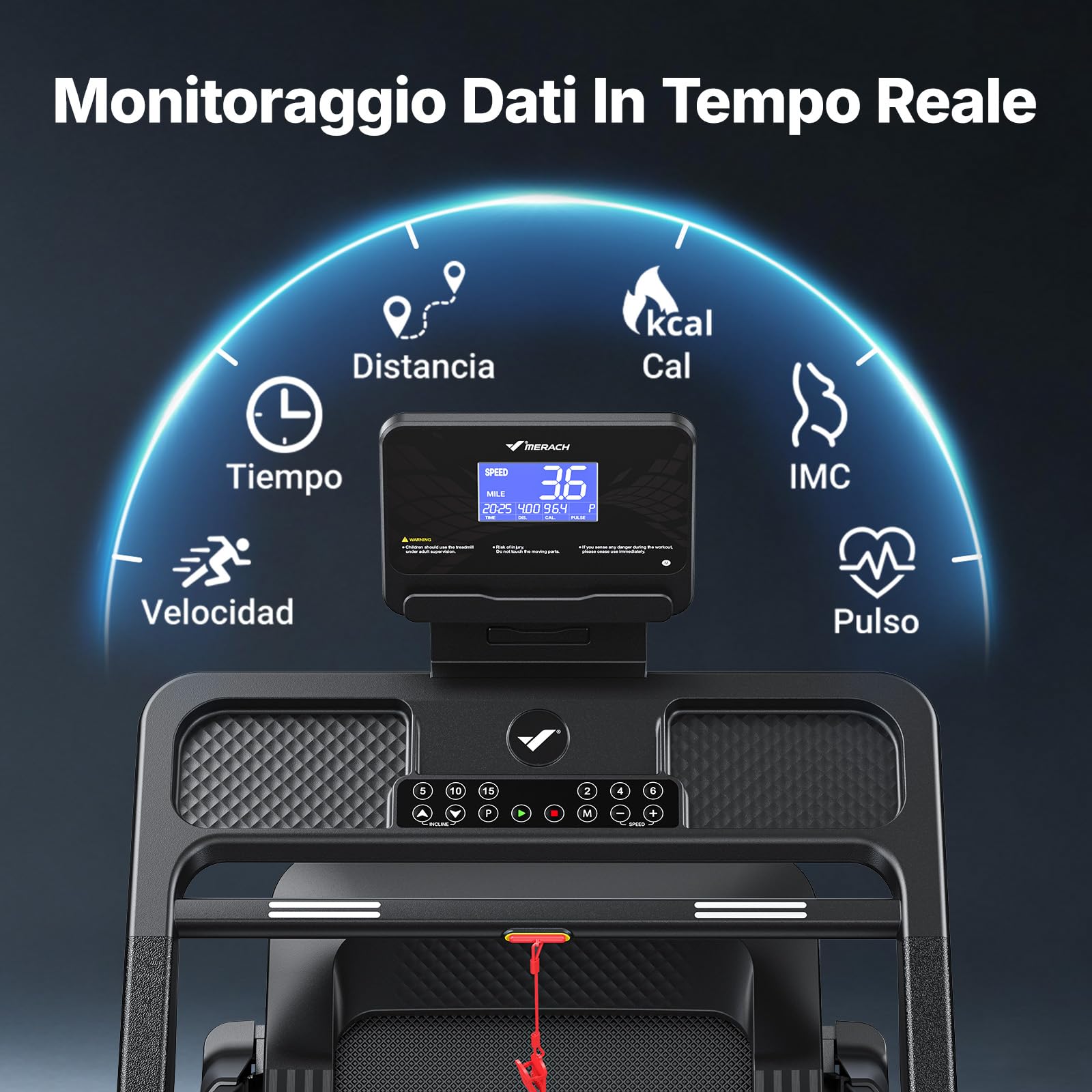 MERACH Tapis roulant per casa con pendenza, 18% di inclinazione automatica, 1-14 km/h, tapis roulant pieghevole, 3,5 HP Walking Pad, Treadmill for Home Max 159 kg, 46 x 120 cm, tapis roulant APP con