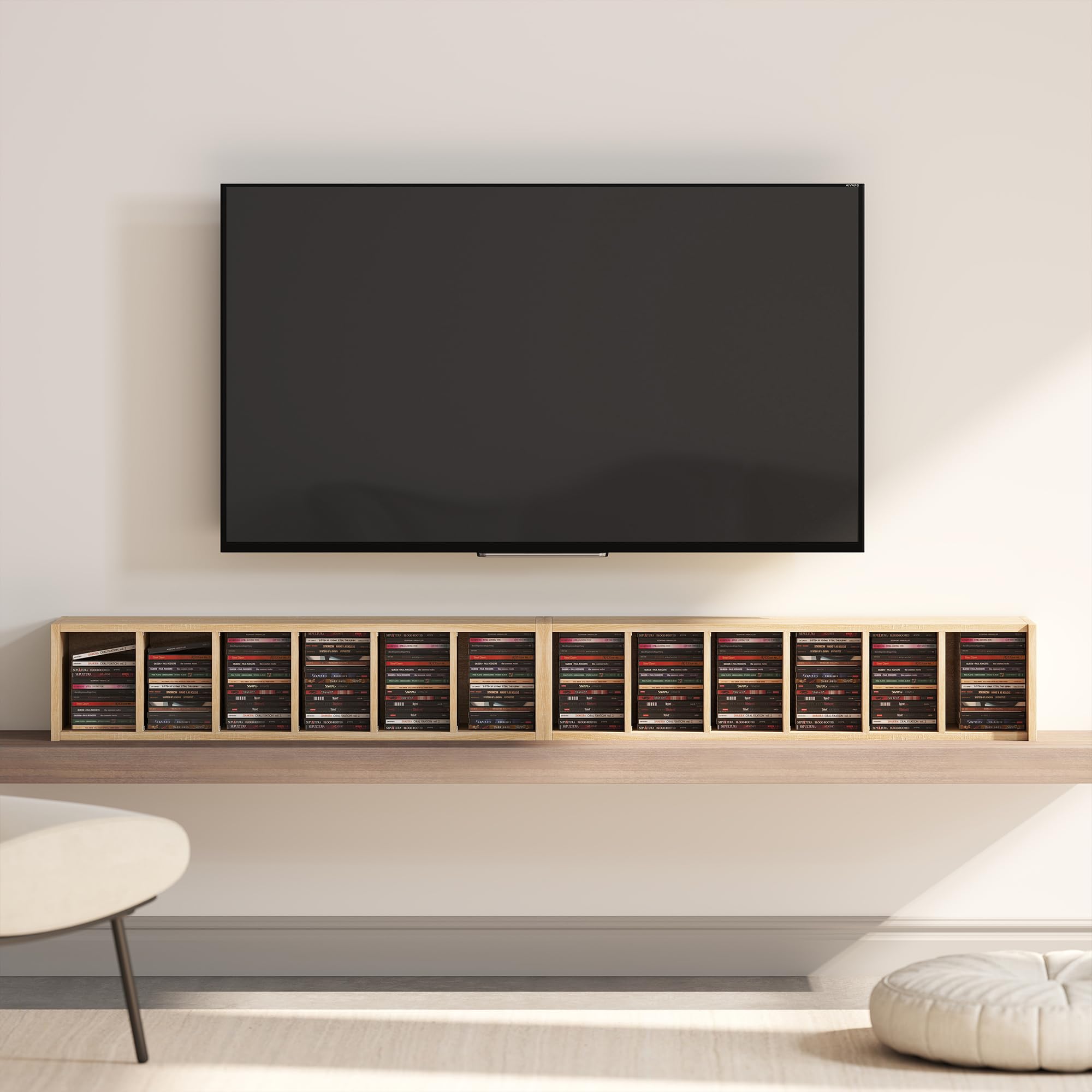 HOMCOM 2er-Set Regalsäulenschrank CD-DVD-Aufbewahrungsschrank 6 + 6 Fächer 21 x 22,5 x 88,5 cm max. Kapazität 204 CDs Eiche