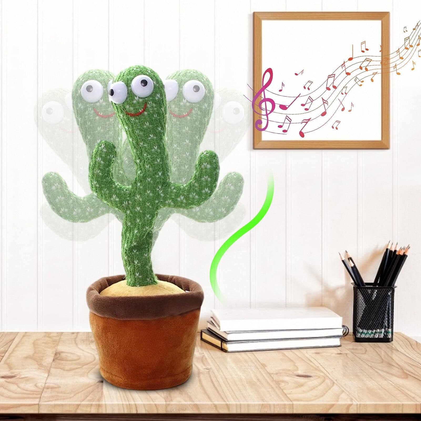 Kids Adjust Volume Dancing Talking Cactus Toys for Baby Boys and Girls, Singing Record Repeating What You Say Sunny Cactus Toy Electronic Light Up Plush Toy with 120 English Songs for Home Décor