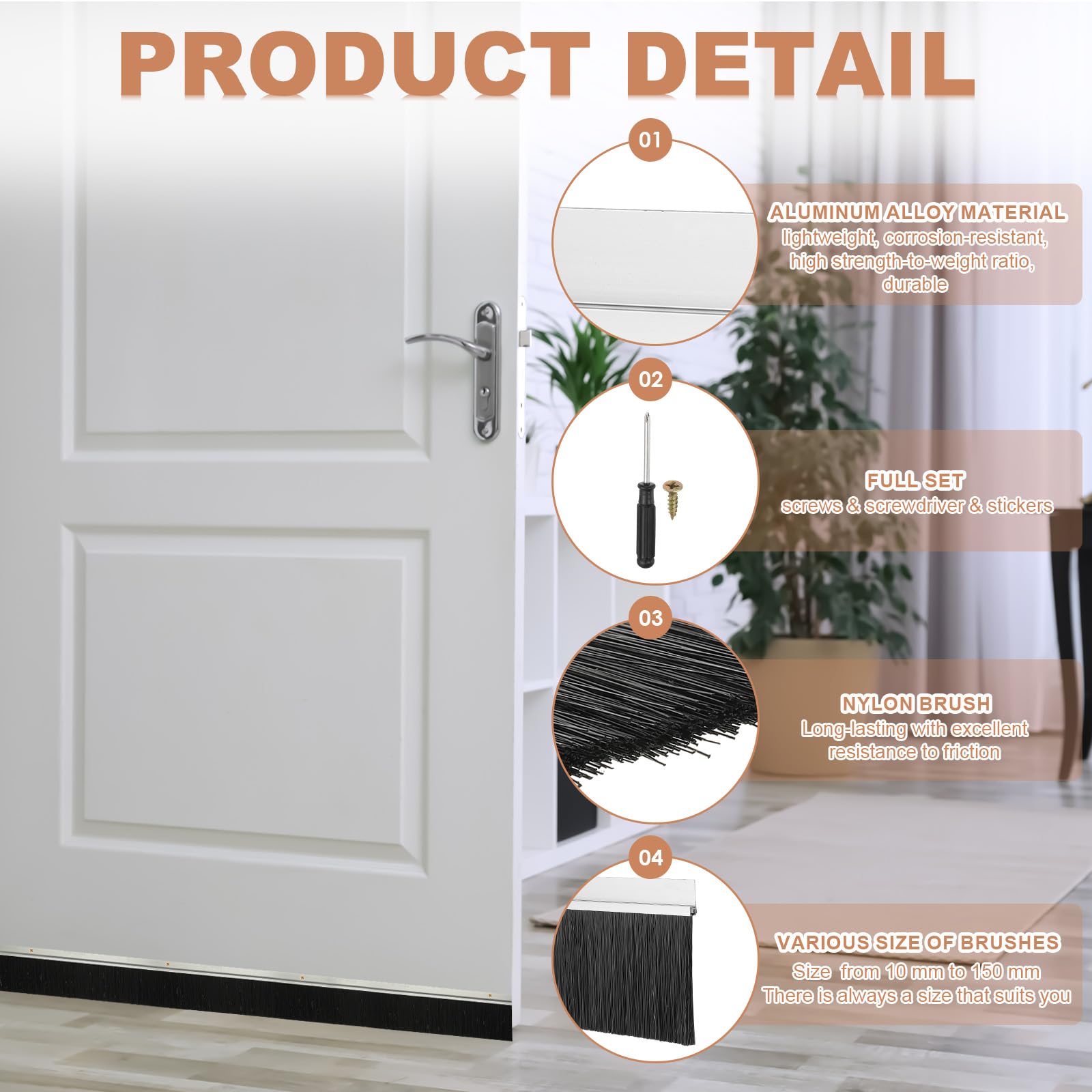 PATIKIL Door Brush Sweeps 3.94" Bristles x 47.24" Long - Image 3