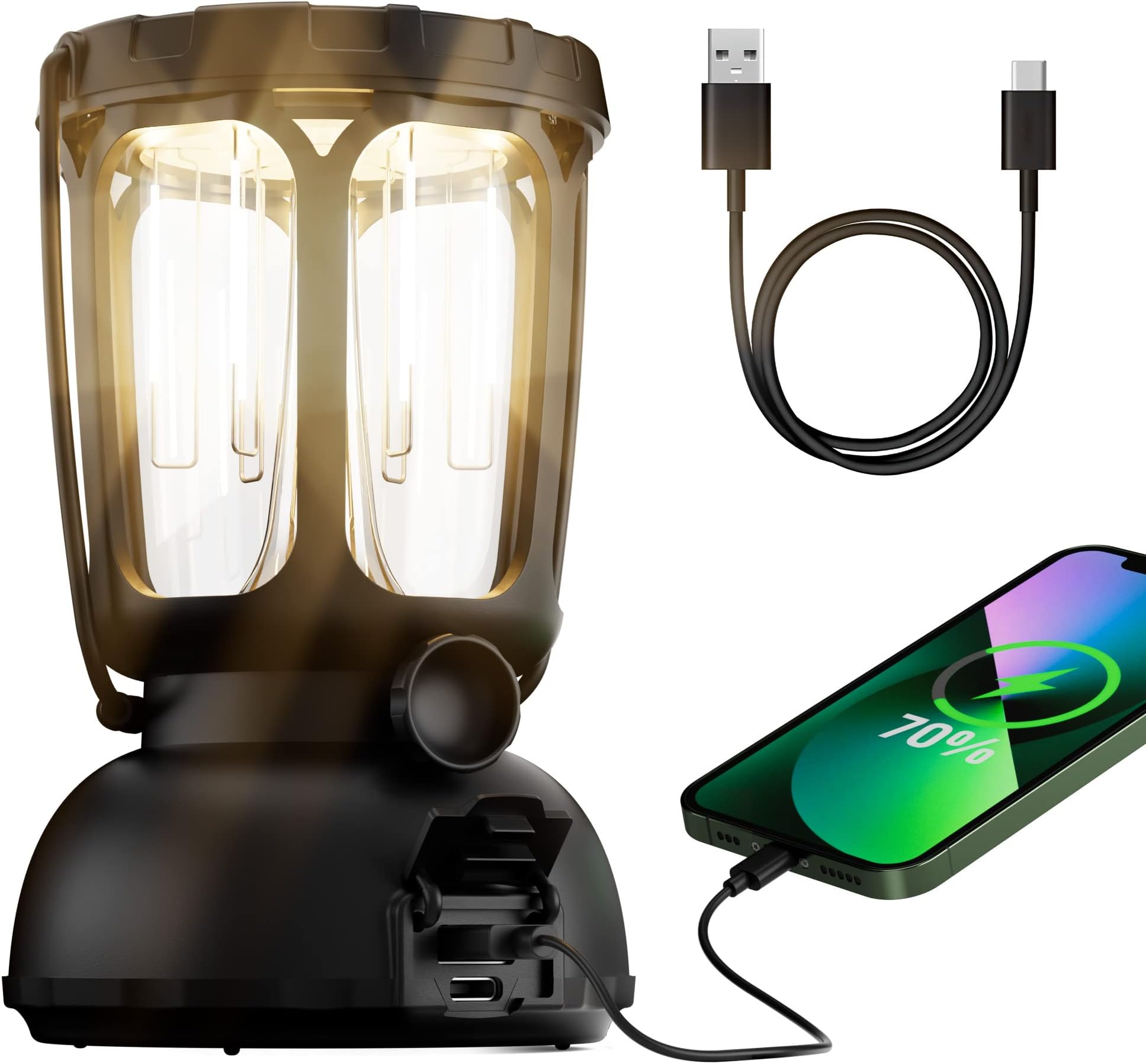 Power Bank Solaire 10000mAh Avec Lampe Batterie Externe pour Camping
