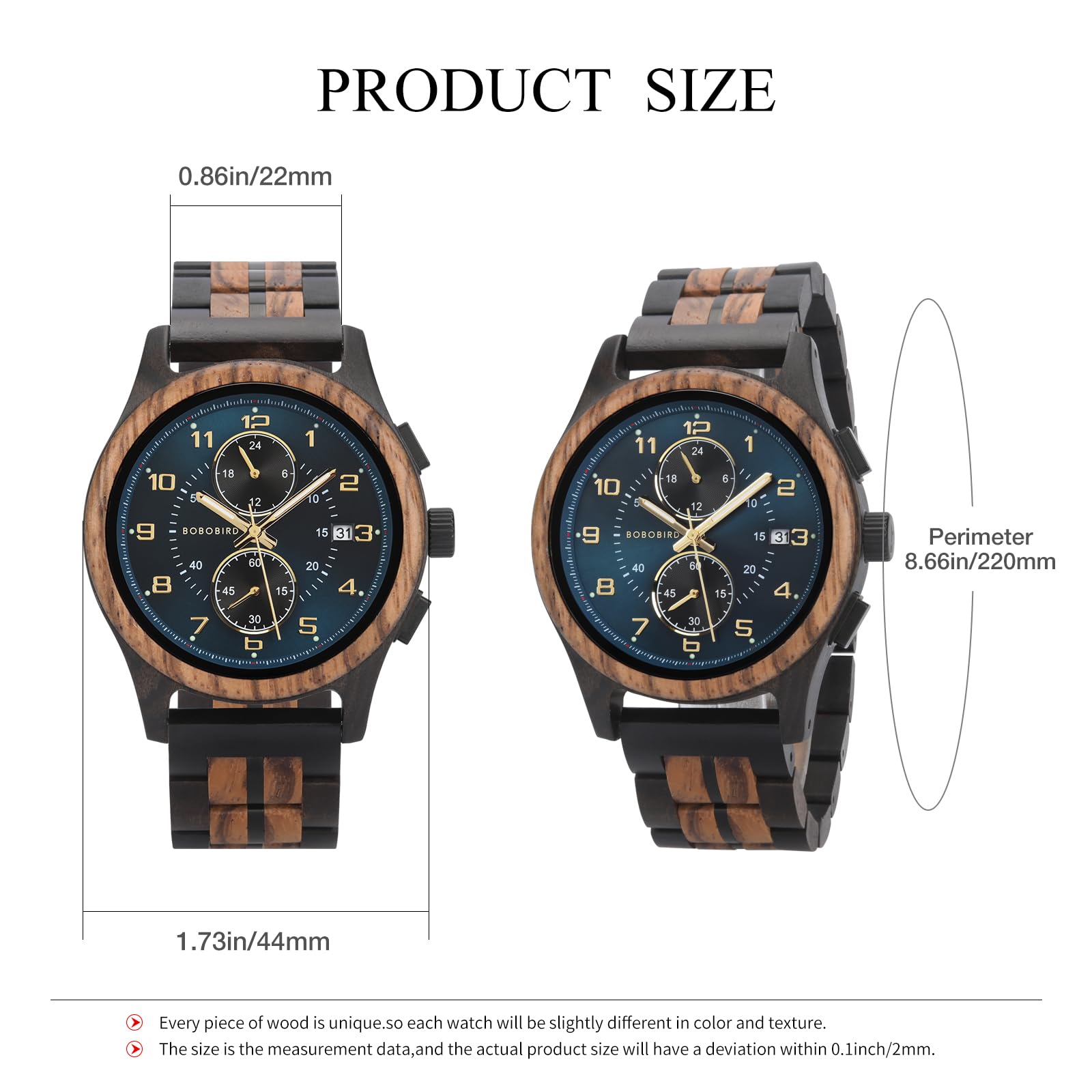 BOBO BIRD Herren Holz Chronograph Uhr - Handgefertigte Multifunktions-Quarz-Armbanduhr, leicht & stilvoll, ideal für Business & Freizeit, tolle Geschenkidee