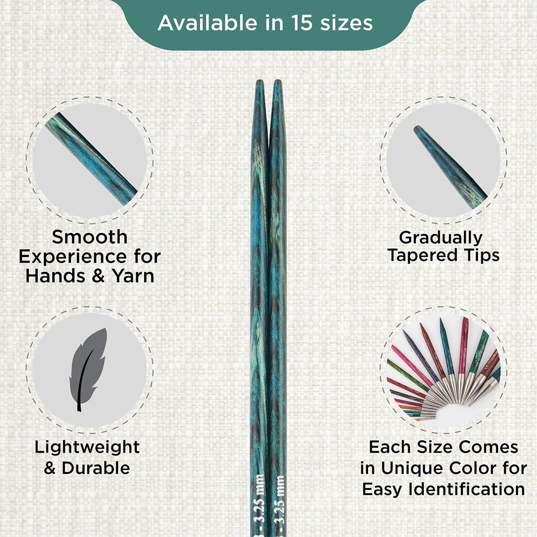 KnitPro Dreamz Interchangeable Circular Needles 4" (10cm), Royale Blue, 3.25mm - Image 3