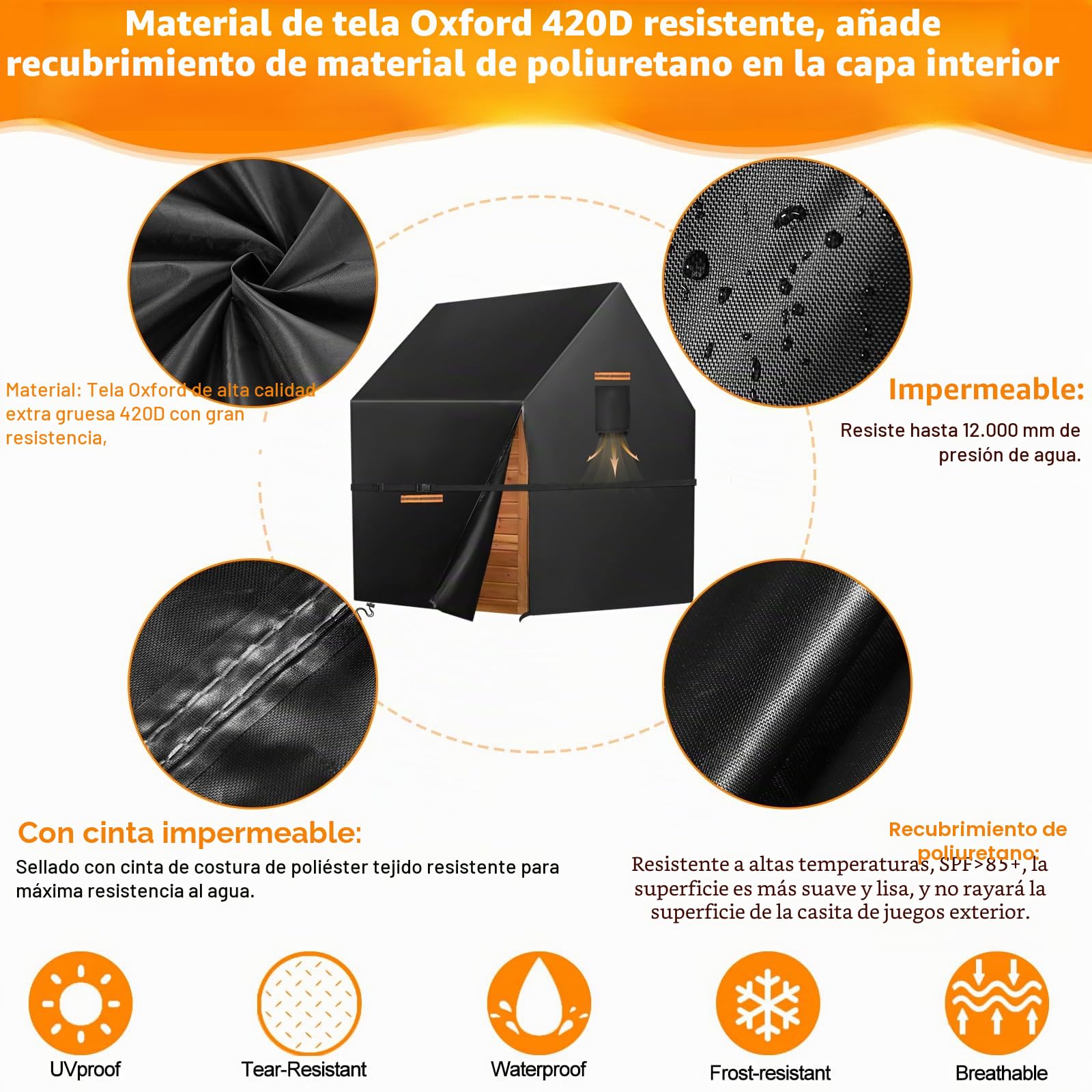 Funda para casa de juegos al aire libre impermeable, GRABADO 420D resistente para casa de juegos para niños, cubierta universal para casa de juegos en el patio trasero para niños pequeños, más fácil