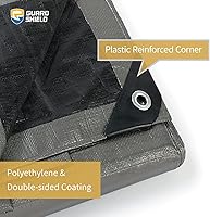 Vista 2 de GUARD SHIELD Lona resistente de 12 x 16 pies, cubierta de lona de polietileno negra y plateada impermeable, gruesa, multiusos, de 25/64 pulgadas