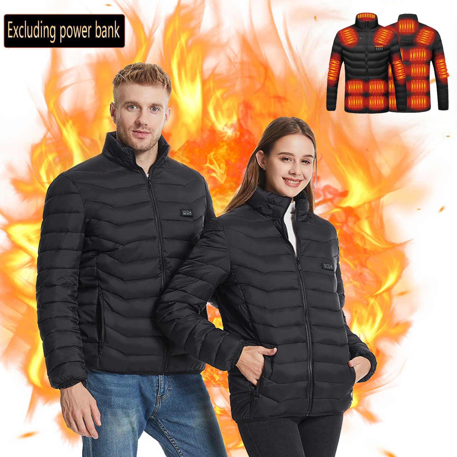 Veste Chauffant Homme Femme Doudoune Chauffante avec 15 Zones et 4 contrôles, Interface USB, Hiver Imperméable Chaud Manteau Sans Capuche Sweater Vêtements pour Ski Pêche Randonnée Plein Air