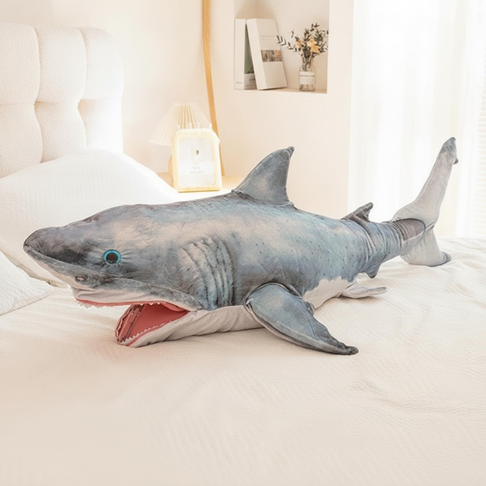 Peluche con Bocca Aperta Soffice a Forma di Decorativo per Area di Gioco, Tema Marino, 130CM, PupazzoSqualo