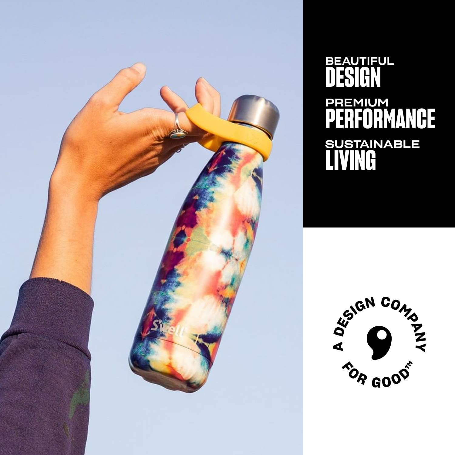 S'well Bottle Handle, Fits 9oz, 17oz, and 25oz Original Bottles, Yellow, Comfortable Carrying On The Go, Flexible Silicone Grip, BPA Free