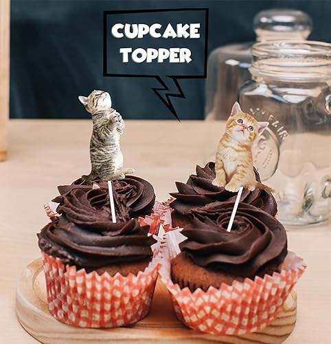 Miniatura 5 de Linda selección de decoración de cupcakes de postre de gato para decoración de temática de gatos lindos y encantadores, baby shower, niños y niñas,