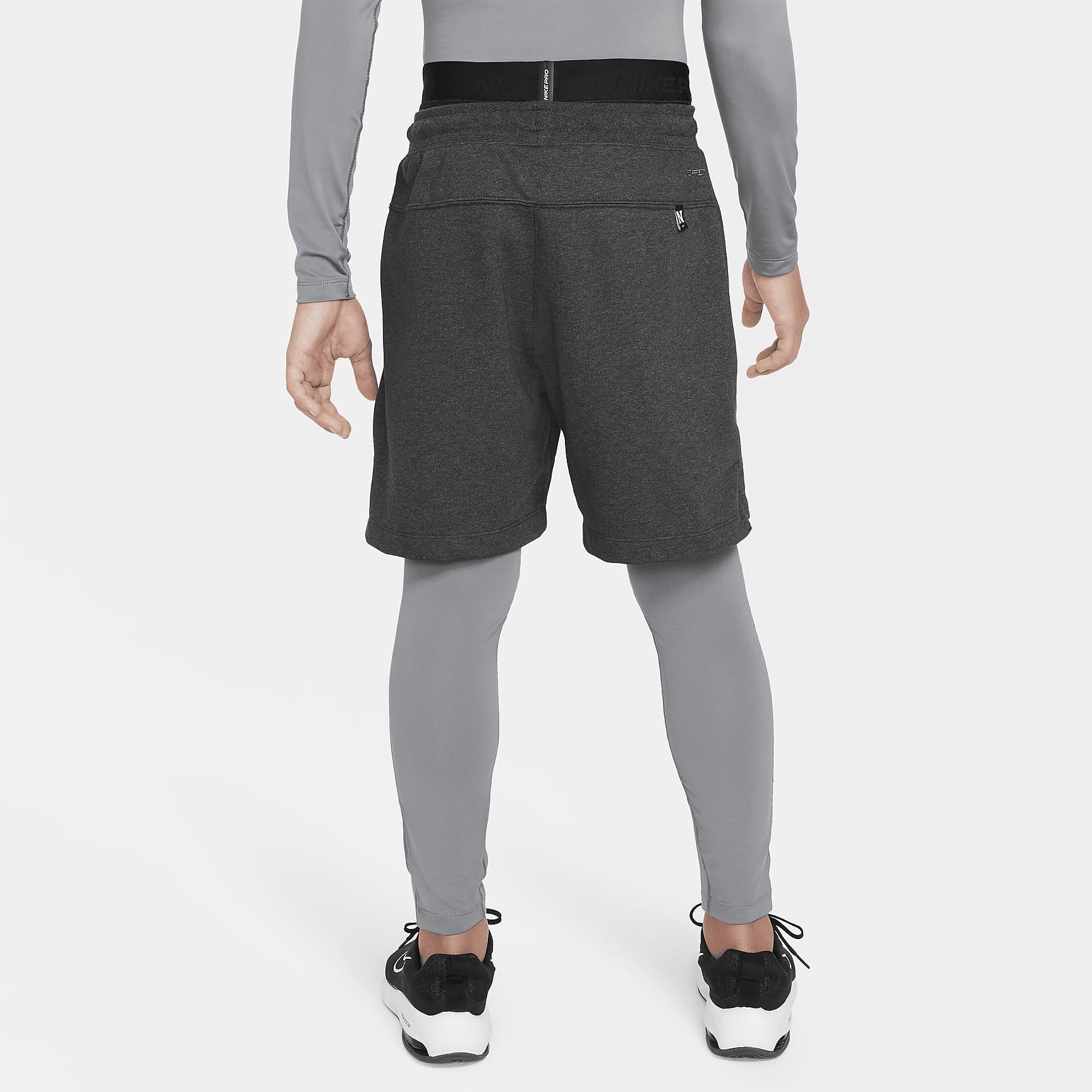 Nike Pro Dri-FIT Big Kids' (Boys') Tights (FJ6821-084, Smoke Grey/Smoke Grey/Black) Size X-Small