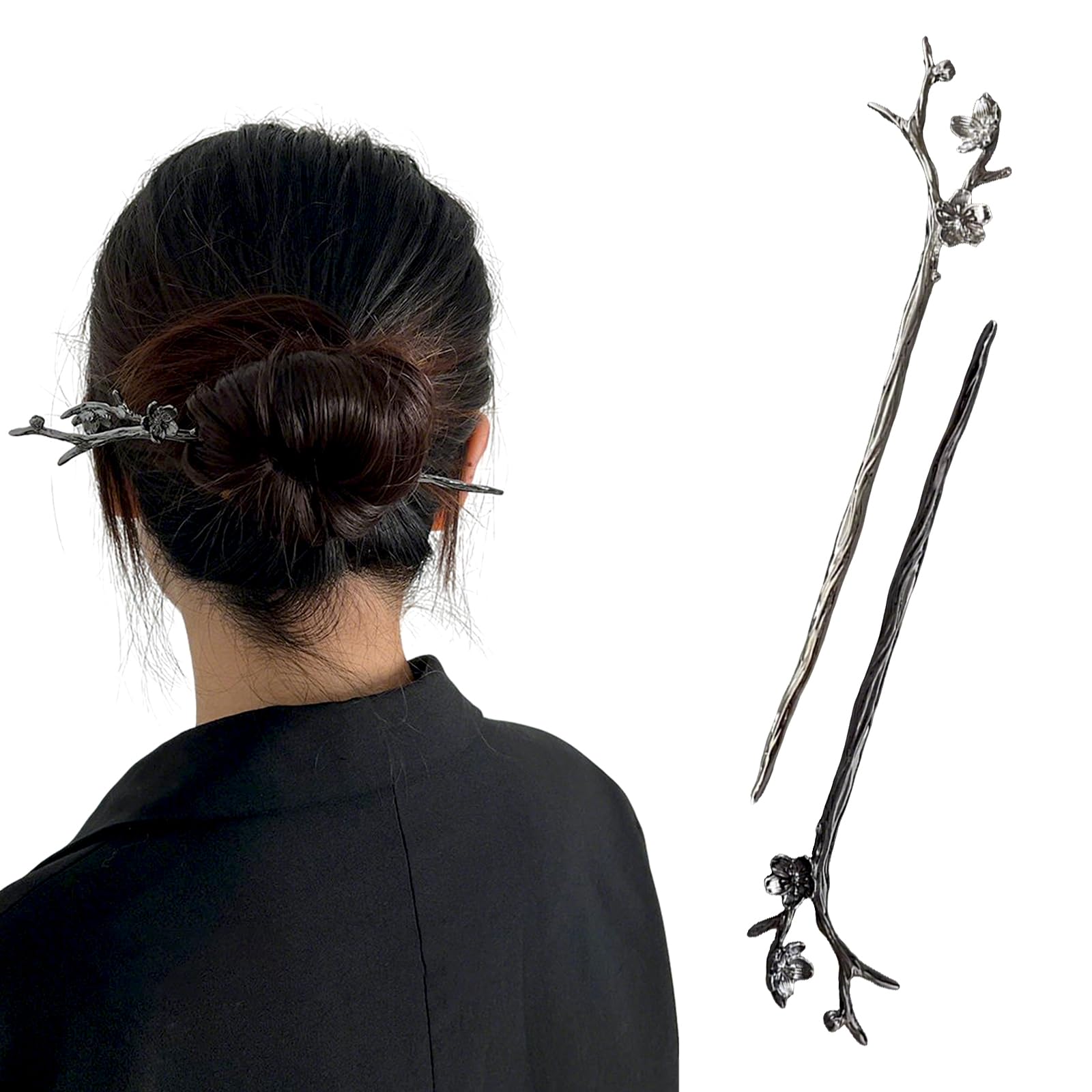 Snmzlc 2 Pcs Hair sticks for buns,French hair pins for women,Buns and Updos with No Hair Damage,Metal French Pin Great Hold,Suitable for fine & thick hairUS298