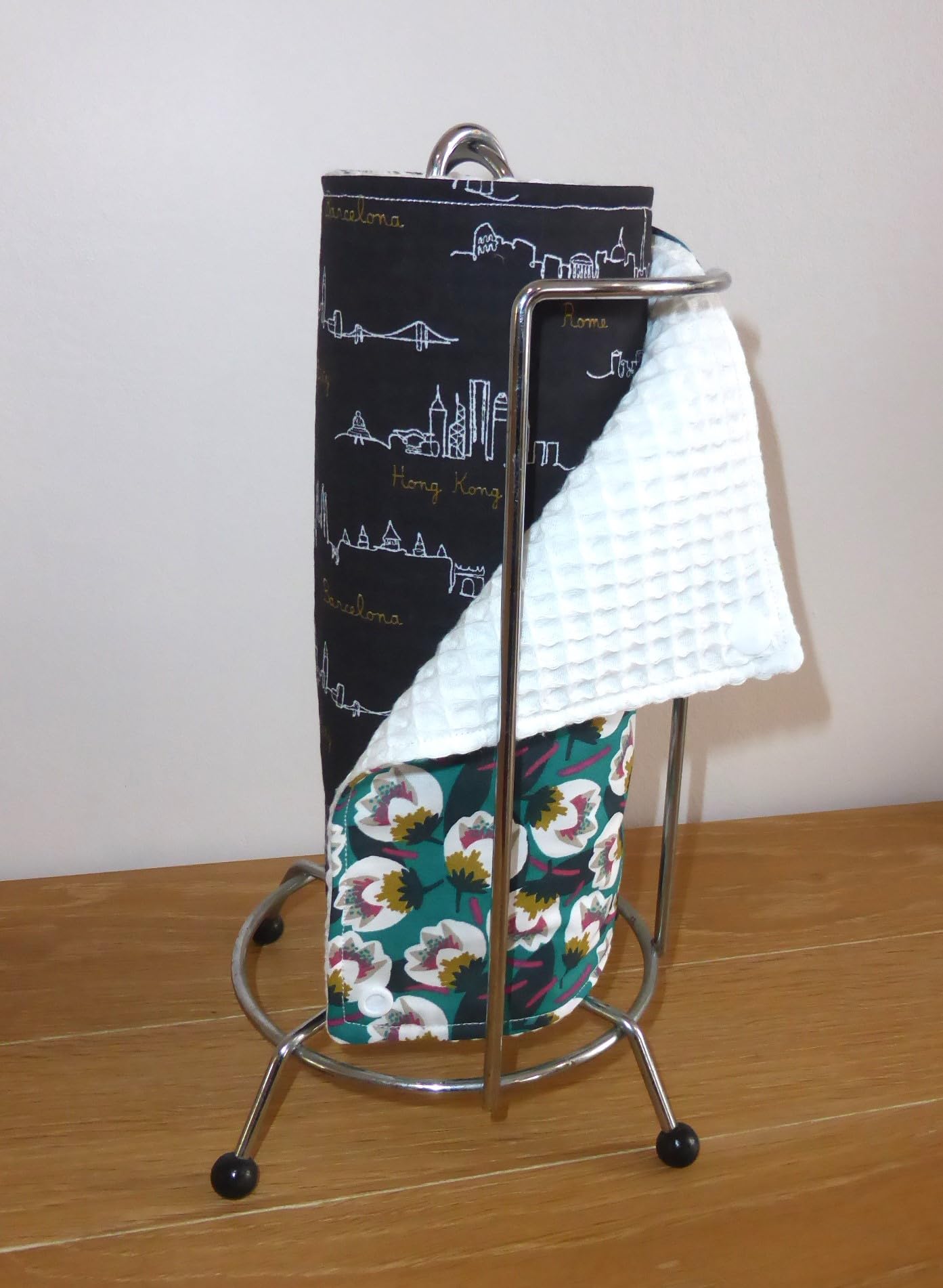 Rouleau de 5 feuilles d’essuie-tout lavable réutilisable – Handmade - zéro déchet (C vert noir)