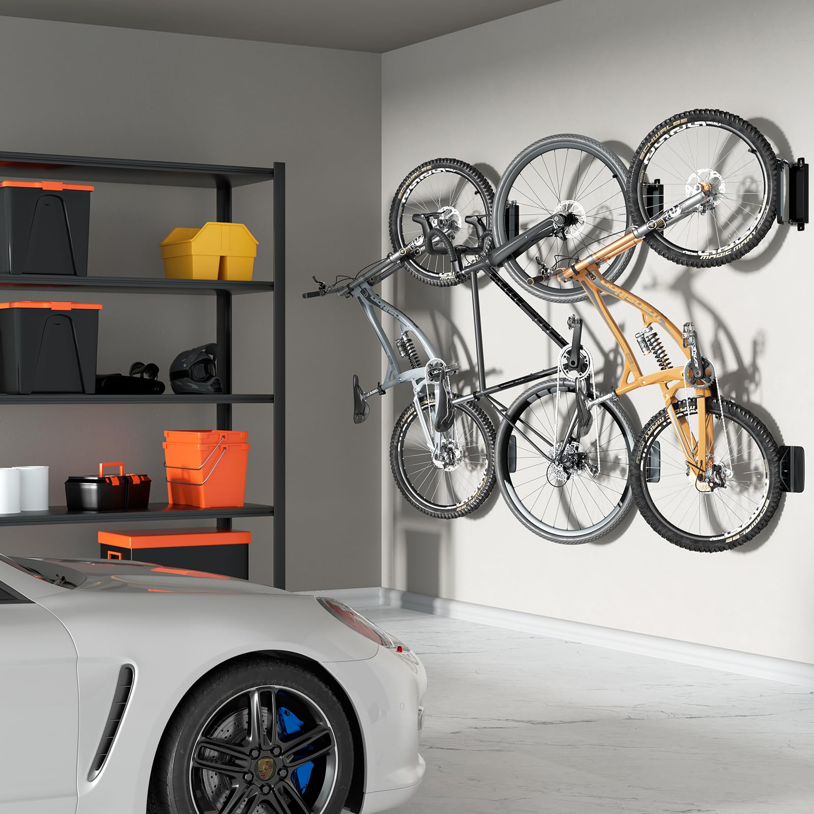 PUTORSEN Support Mural pour Vélo Vertical Pivotant - Porte Vélo Mural pour Les Garages et L'intérieur,Gain de Place et Facile à Suspendre Crochet Vélo Mural,Capacité de Charge 35kg（2 pcs.）