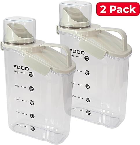 Miniatura 2 de Paquete de dos contenedores de almacenamiento de alimentos y cereales, contenedor organizador de cocina de plástico hermético de 2.6 L con boquilla