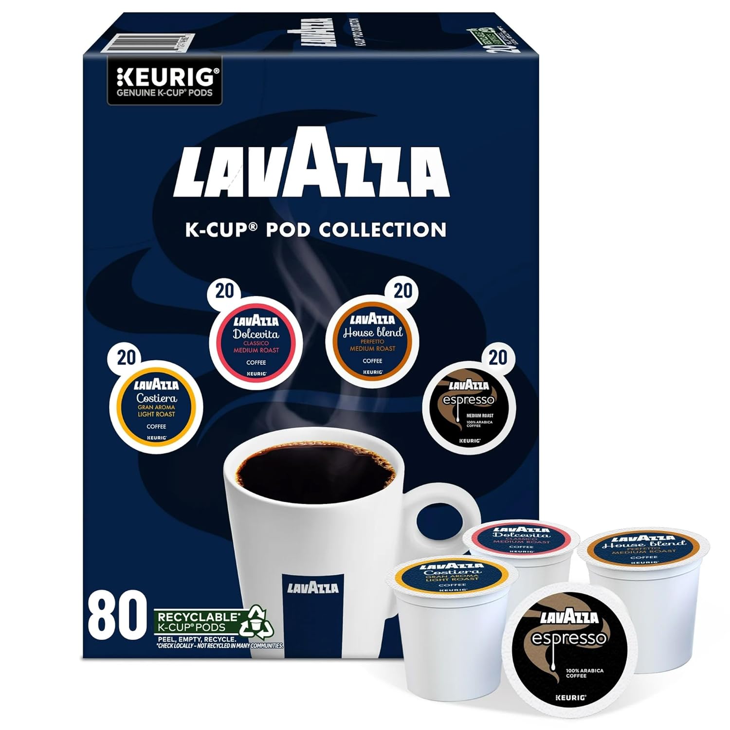 Lavazza, Variety Pack Light & Medium Roast K-Cup Coffee Pods, 20 Count (Pack of 4)