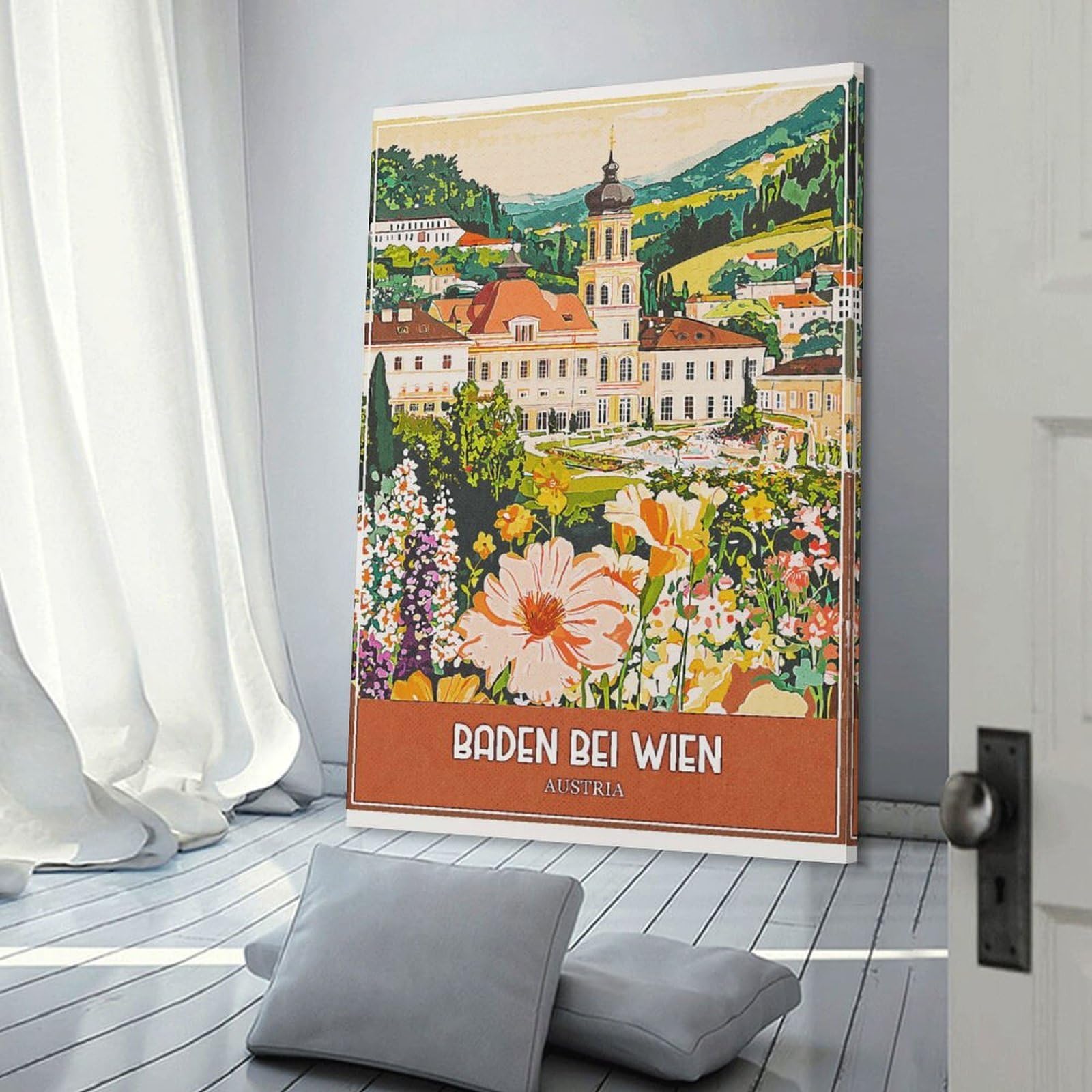 Junmoney Home Decor Wall Art Baden Bei Wien Austria Travel, 20x30inch(50x75cm), for New Homes, Bedrooms Or Workspaces, Decorative Present for New Homes