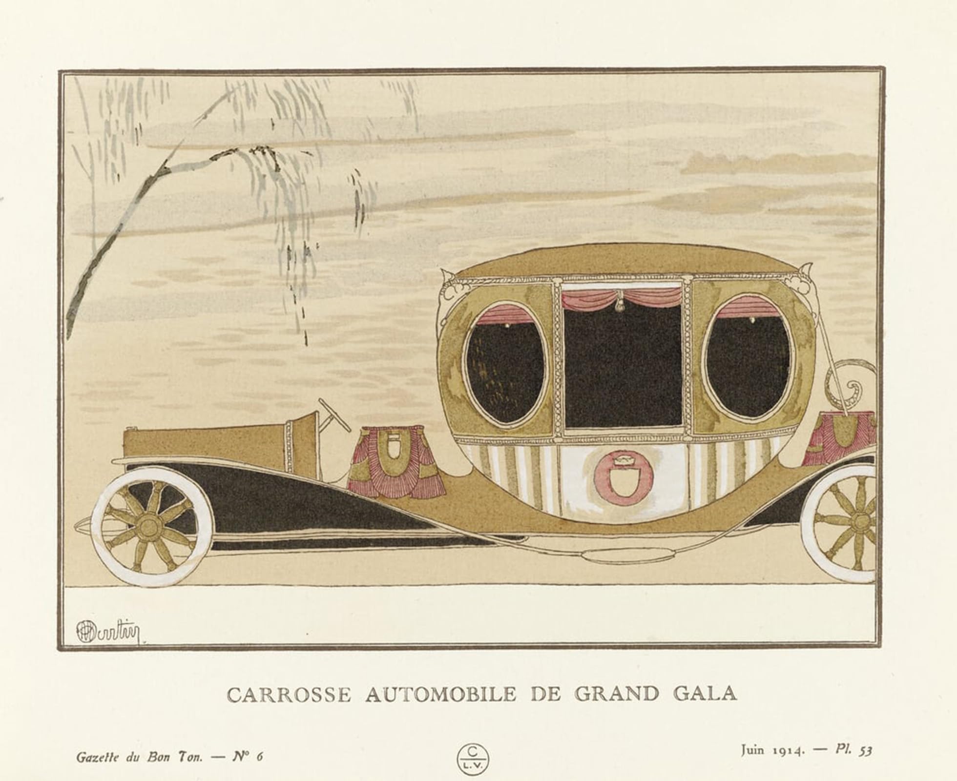 HRJUBWREE Classic Canvas Picture Art Canvas Print Modern Oil Painting Grand Gala Motor Carriage by Famous Painter Artwork on Wall for Office Decor 60x90cm