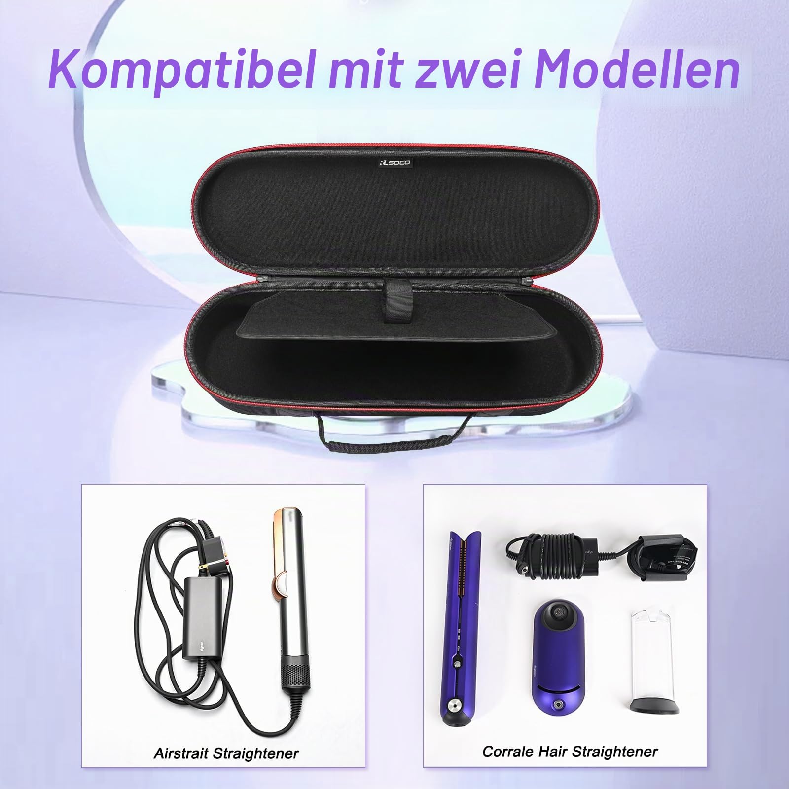 RLSOCO Tasche für Dyson Airstrait Haarglätter HT01 & Corrale Haarglätter/Corrale Straightener - Schwarz