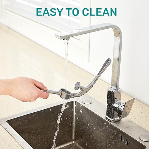 Miniatura 7 de Prensa de ajo, trituradora de ajo de cocina a prueba de óxido con mango ergonómico, trituradora de jengibre con buen agarre, fácil de limpiar, apta